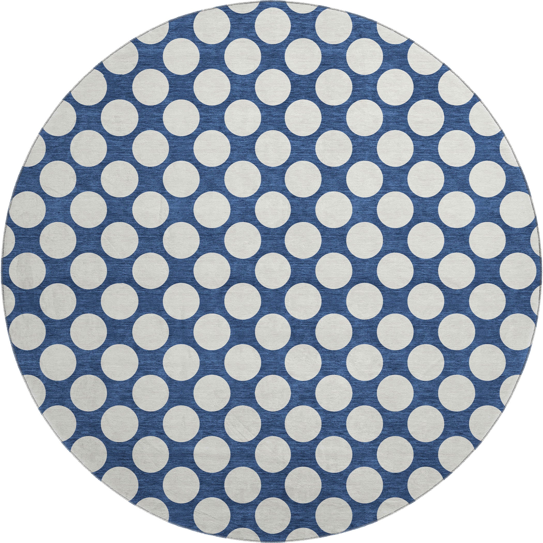 Luxury Washable Indoor/Outdoor Geometric TR13 Navy Blue Rug 8' x 8' #shape_Round