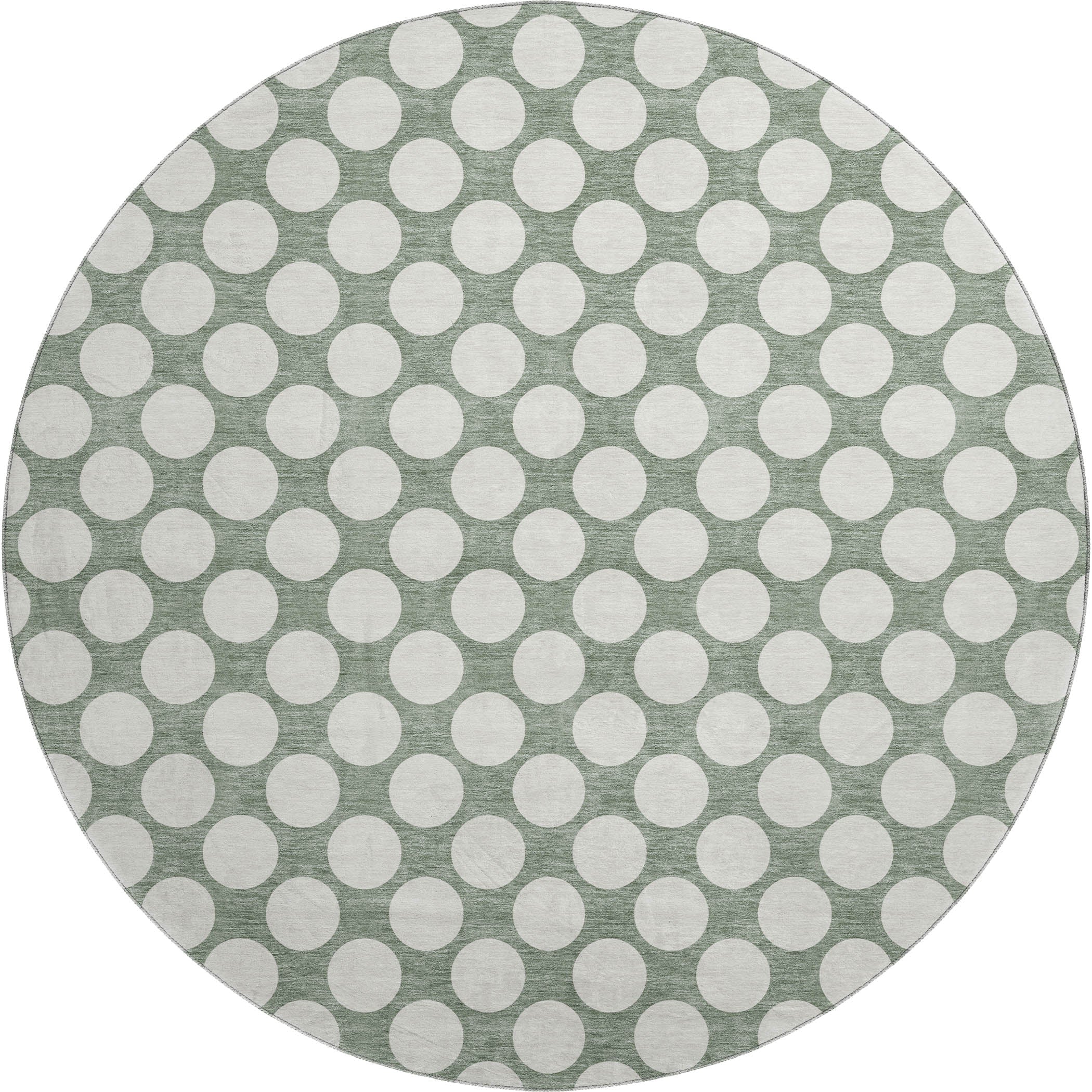Luxury Washable Indoor/Outdoor Geometric TR13 Sage Green Rug 8' x 8' #shape_Round