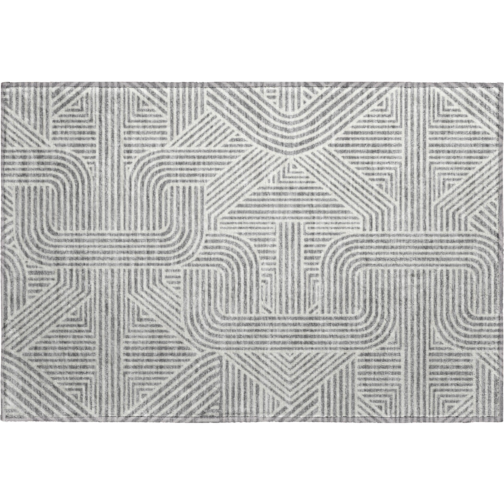 Luxury Washable Indoor/Outdoor Geometric TR14 Gray Rug 1'8" x 2'6" #shape_Rectangle