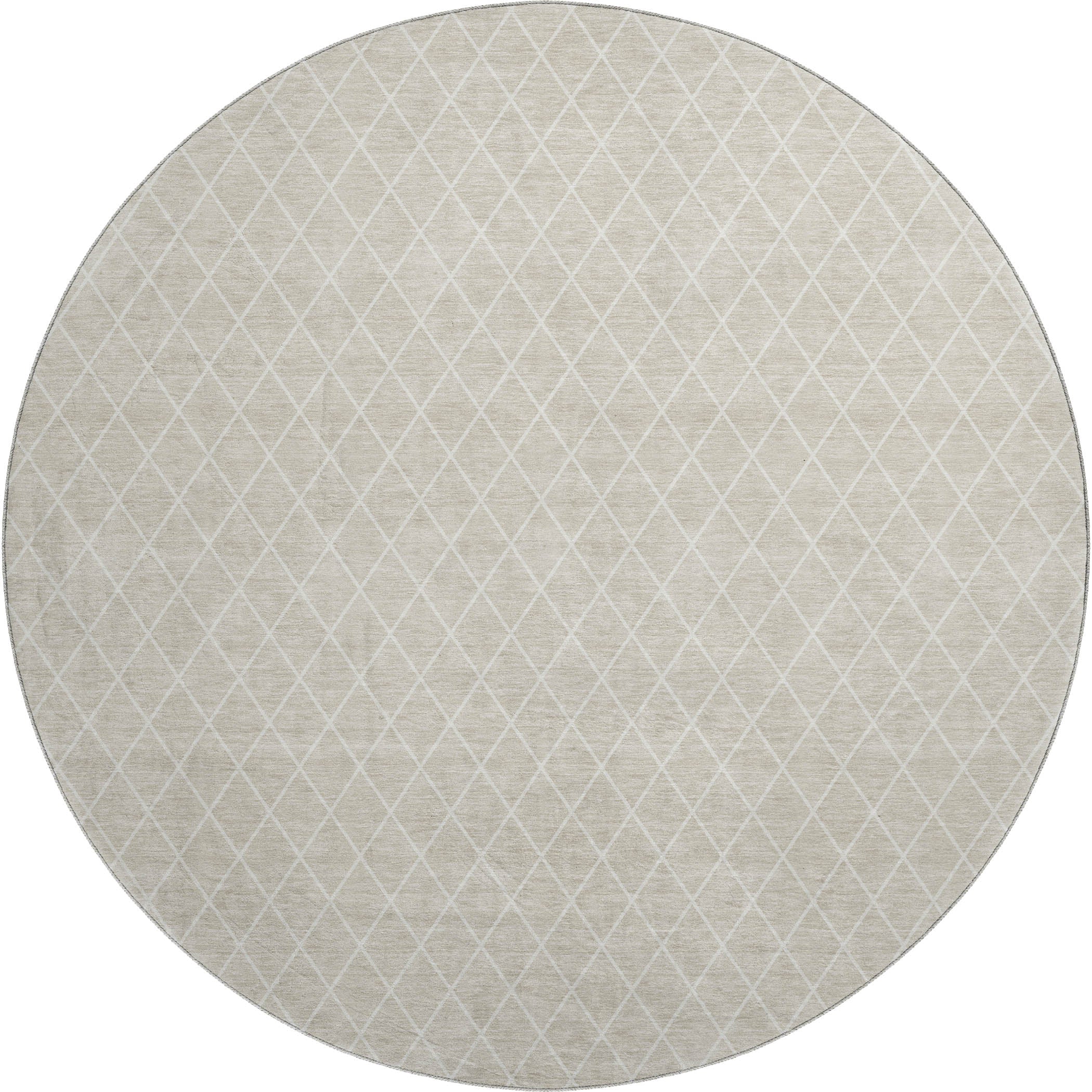 Luxury Washable Indoor/Outdoor Geometric TR15 Beige Brown Rug 8' x 8' #shape_Round