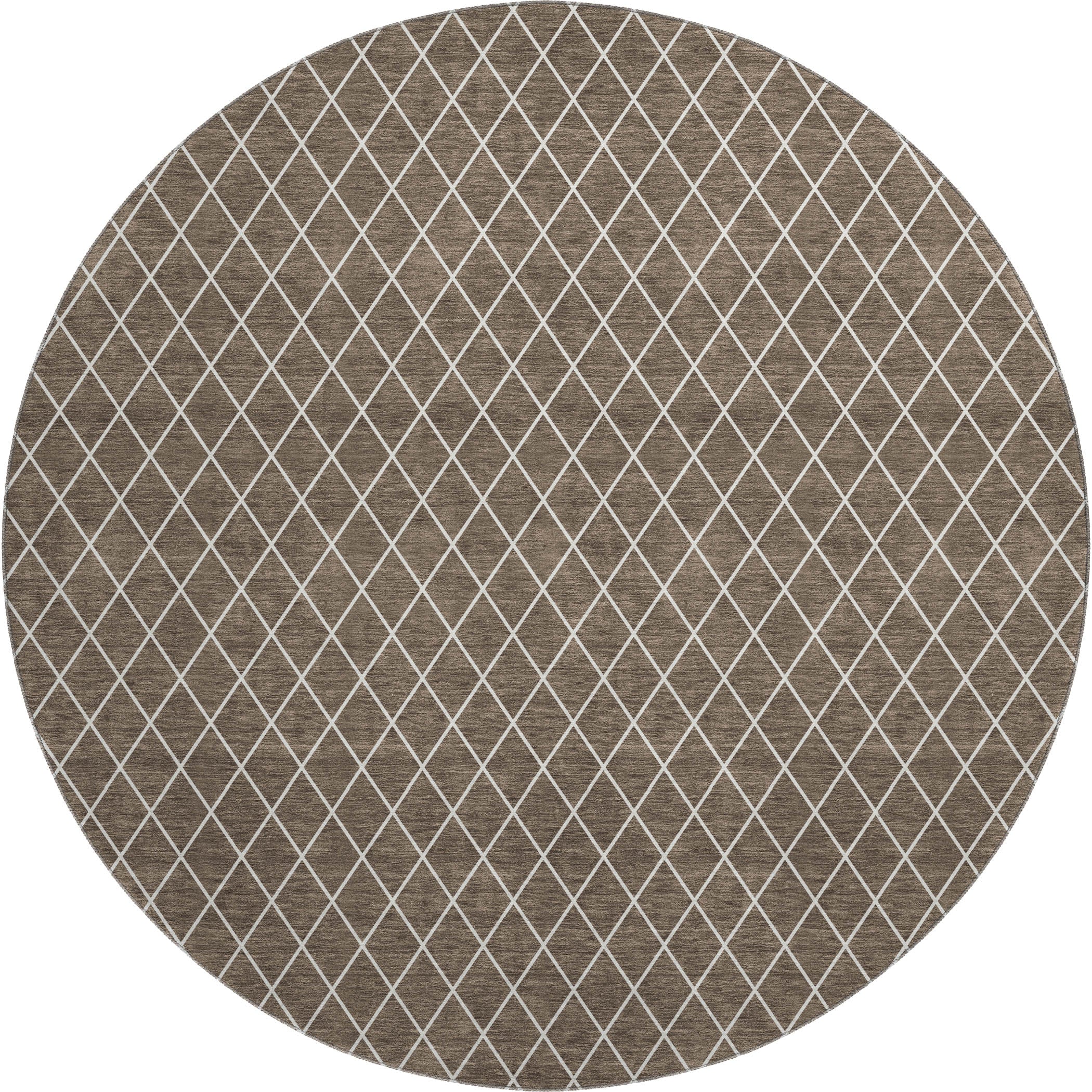 Luxury Washable Indoor/Outdoor Geometric TR15 Brown Rug 8' x 8' #shape_Round