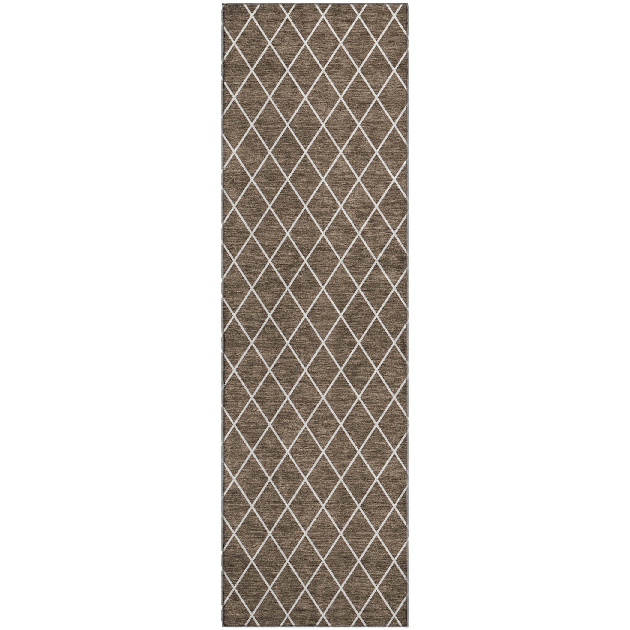 Luxury Washable Indoor/Outdoor Geometric TR15 Brown Rug 2'3" x 7'6" #shape_Runner