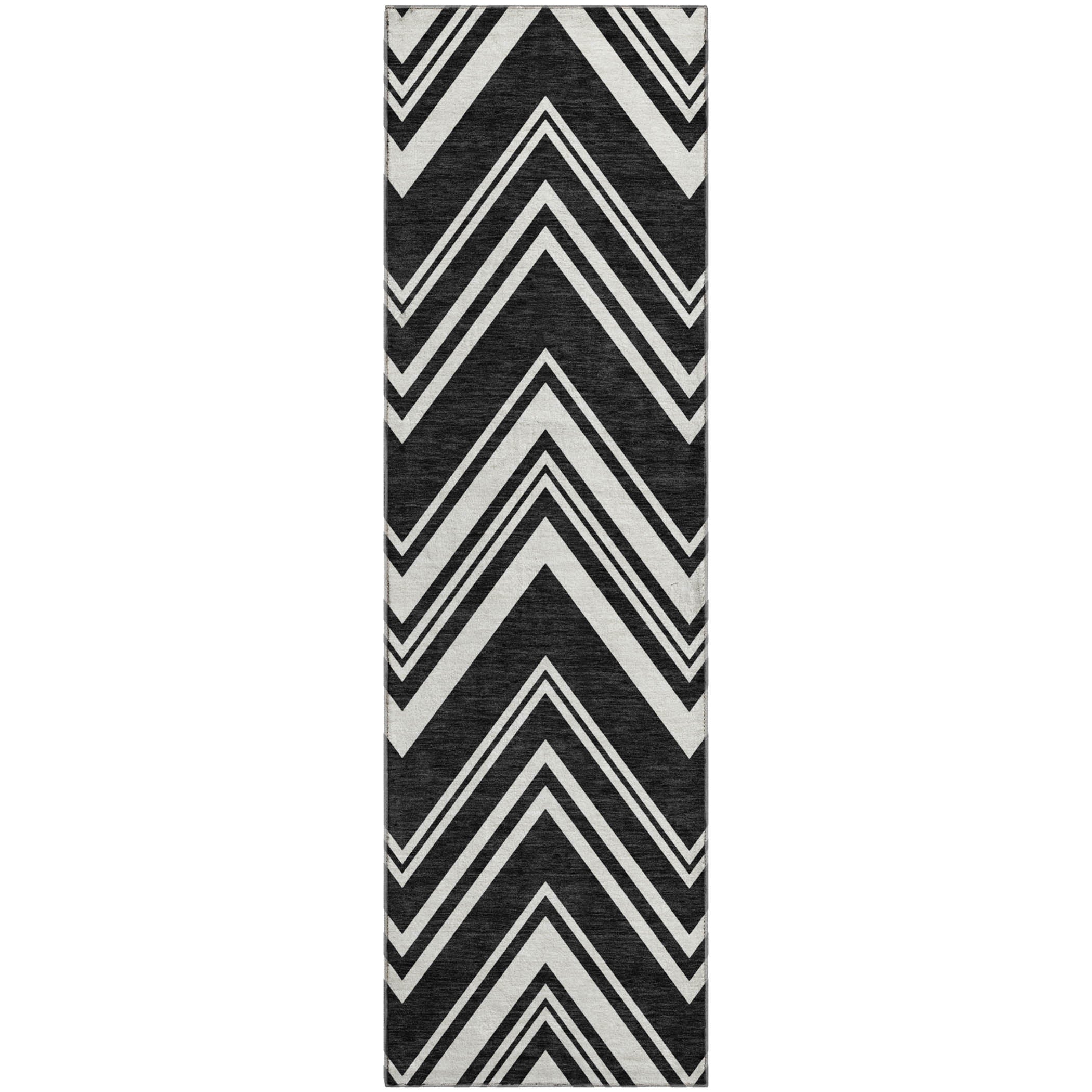Luxury Washable Indoor/Outdoor Geometric TR17 Black Rug 2'3" x 7'6" #shape_Runner