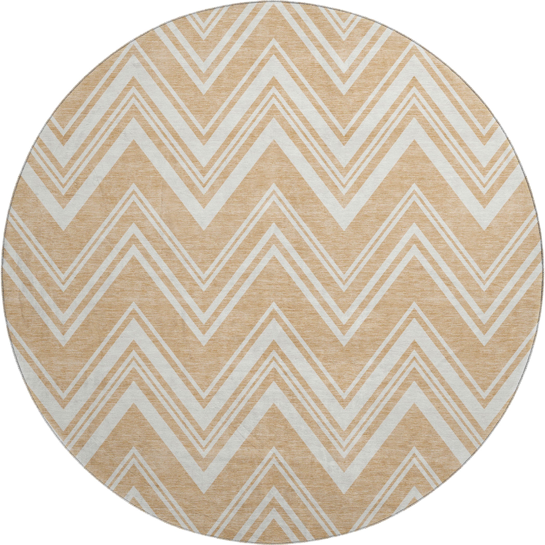 Luxury Washable Indoor/Outdoor Geometric TR17 Peach Orange Rug 8' x 8' #shape_Round