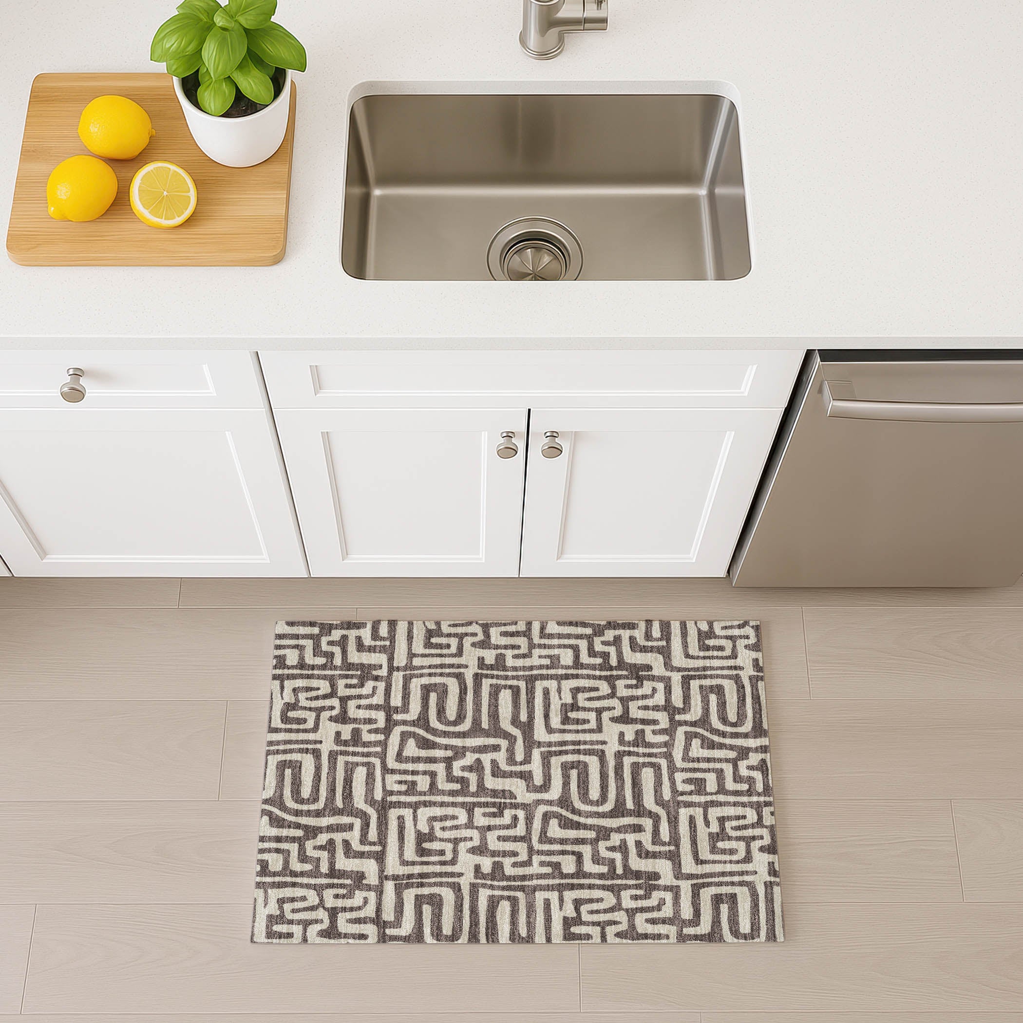 Luxury Washable Indoor/Outdoor Geometric TR1 Chocolate Brown Rug 1'8" x 2'6" #shape_Rectangle