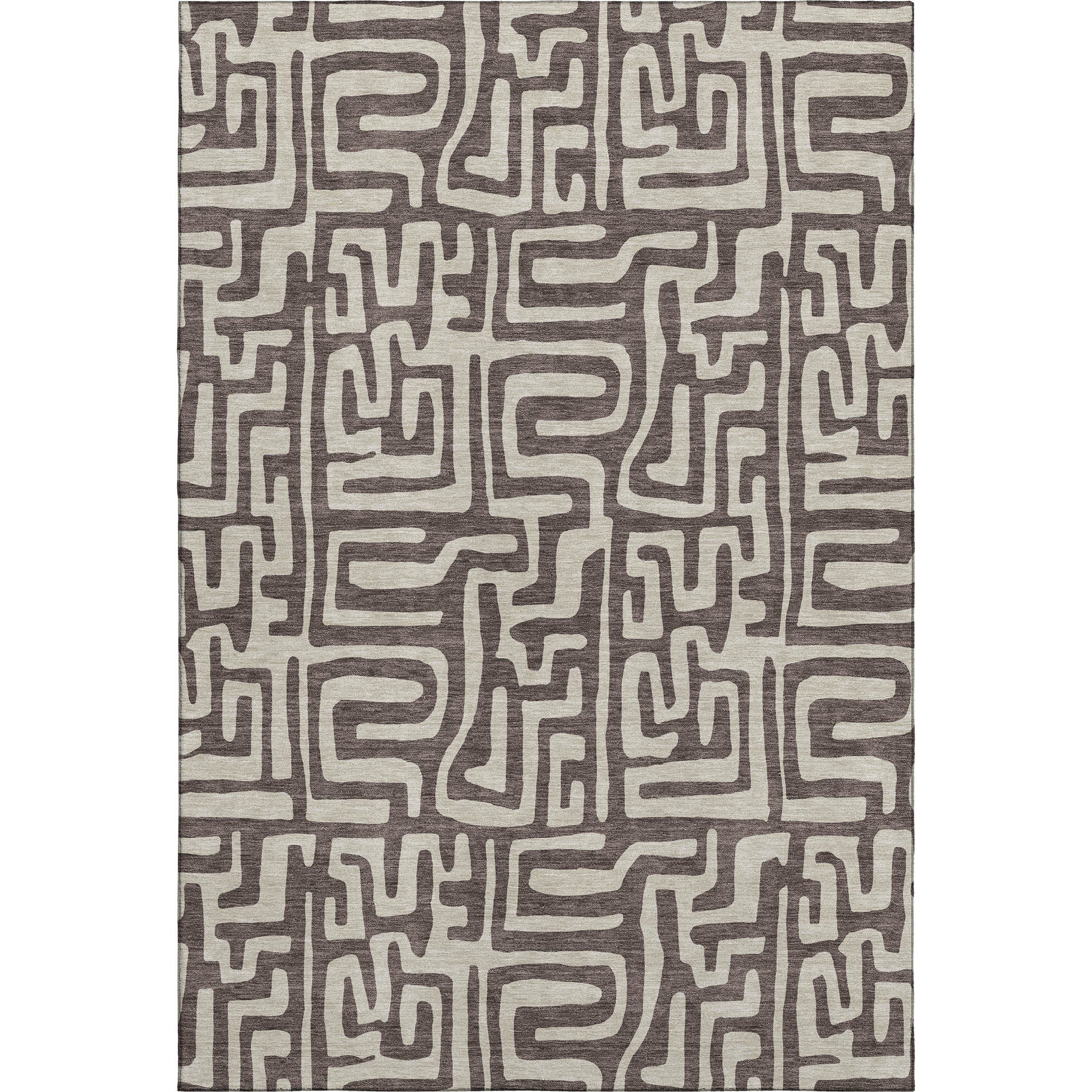 Luxury Washable Indoor/Outdoor Geometric TR1 Chocolate Brown Rug 2'6" x 3'10" #shape_Rectangle