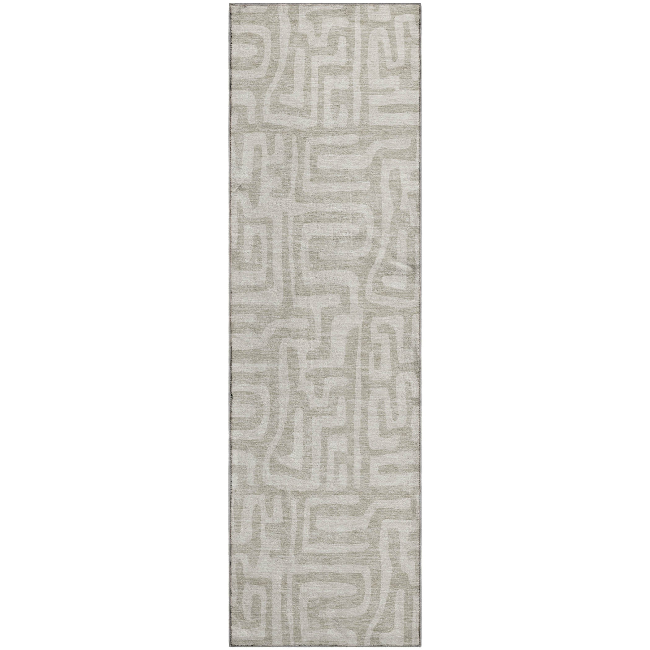 Luxury Washable Indoor/Outdoor Geometric TR1 Taupe Brown Rug 2'3" x 7'6" #shape_Runner