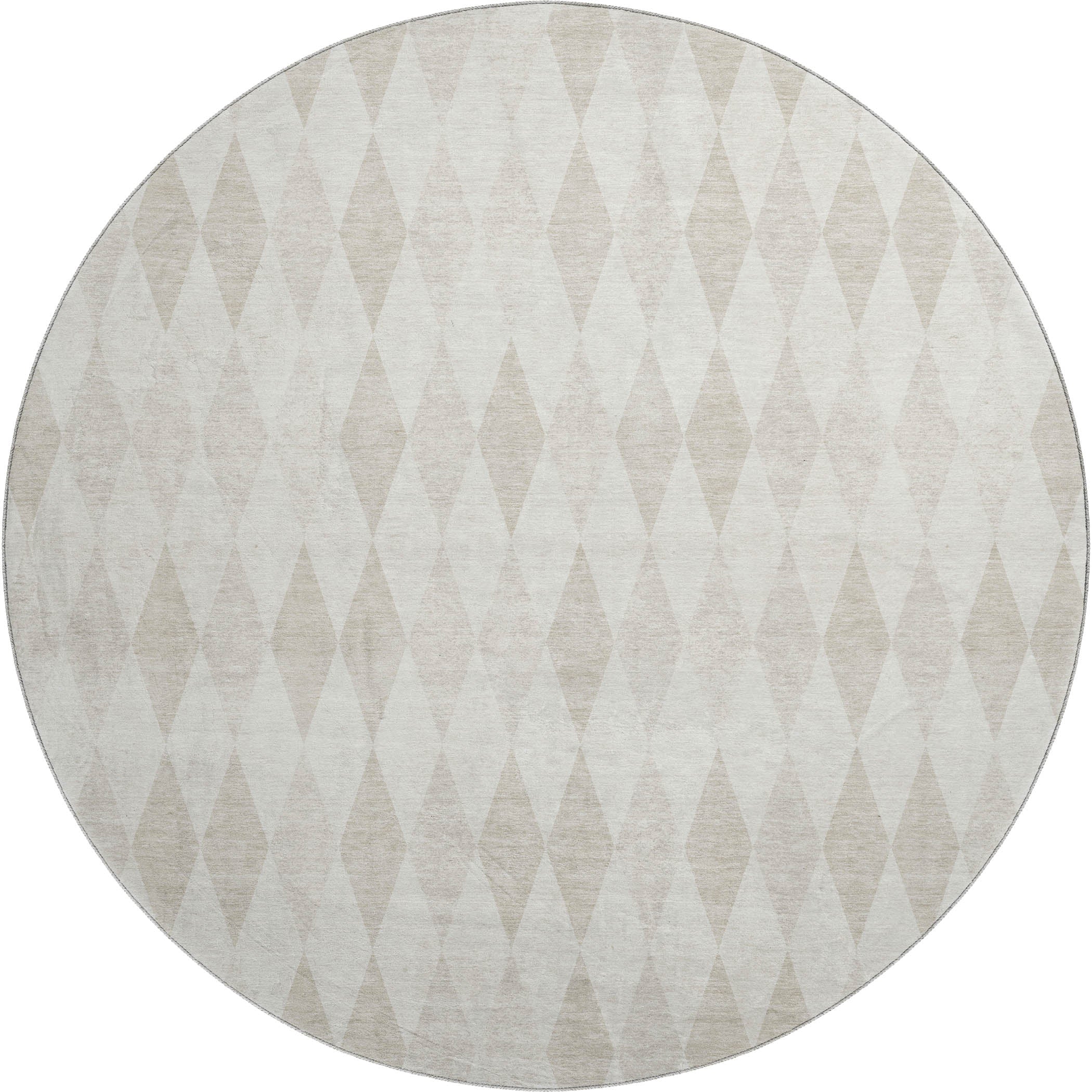 Luxury Washable Indoor/Outdoor Geometric TR2 Ivory Rug 8' x 8' #shape_Round