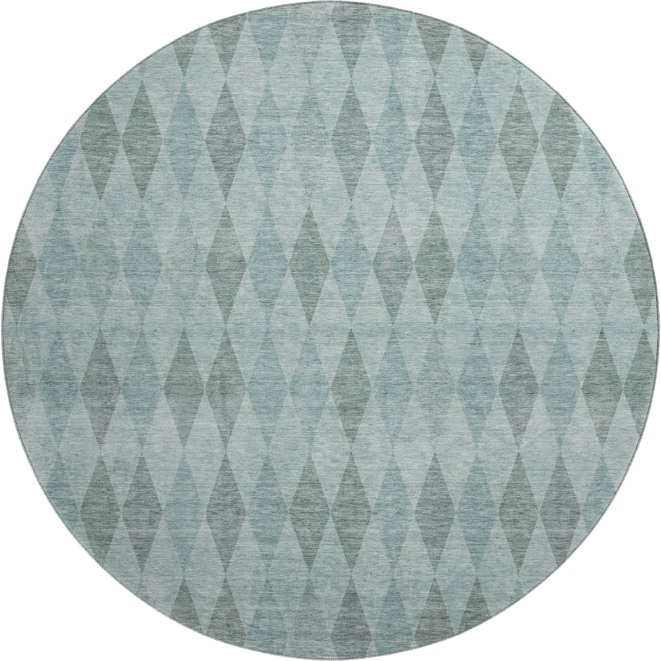 Luxury Washable Indoor/Outdoor Geometric TR2 Teal Rug 8' x 8' #shape_Round