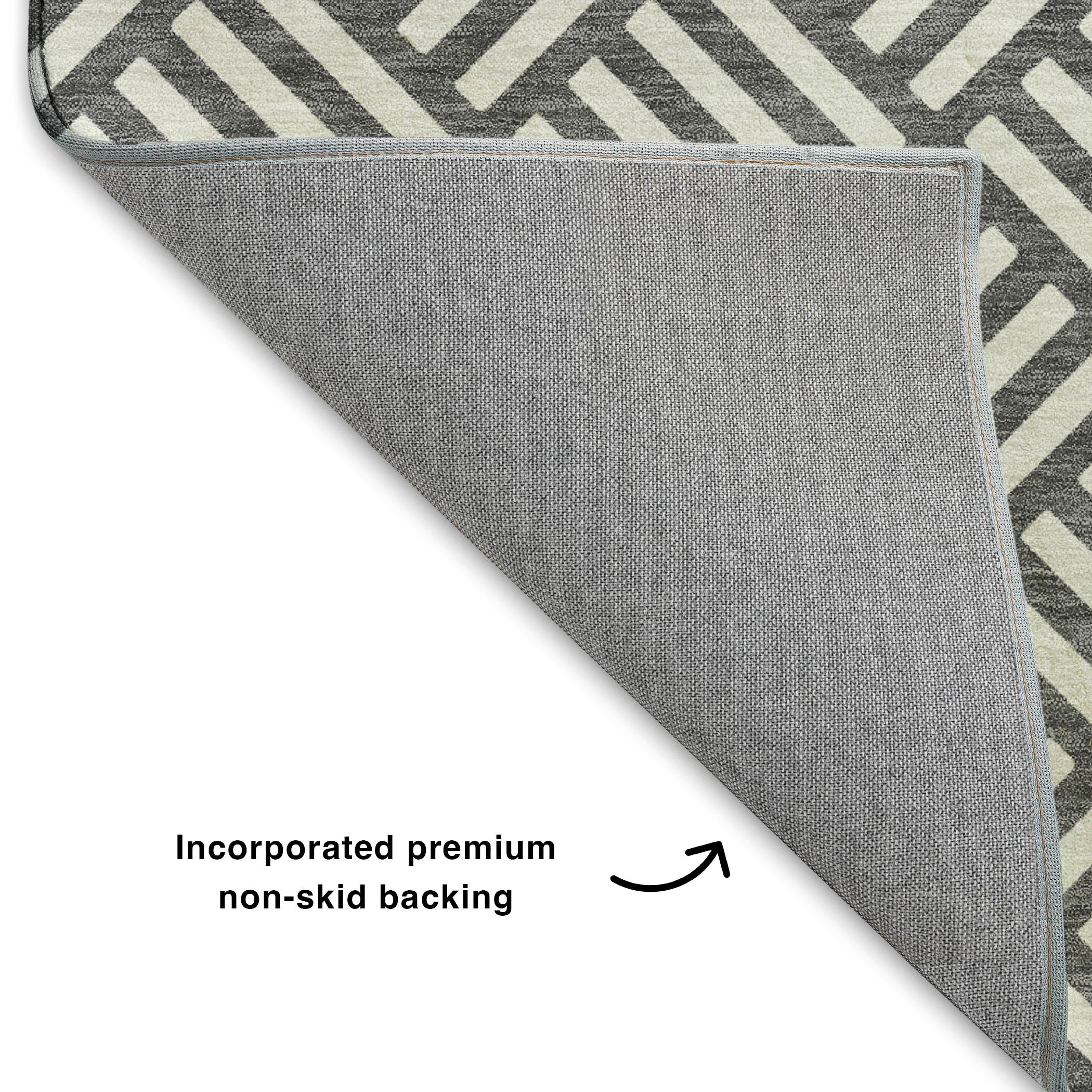 Luxury Washable Indoor/Outdoor Geometric TR3 Charcoal Gray Rug 1'8" x 2'6" #shape_Rectangle