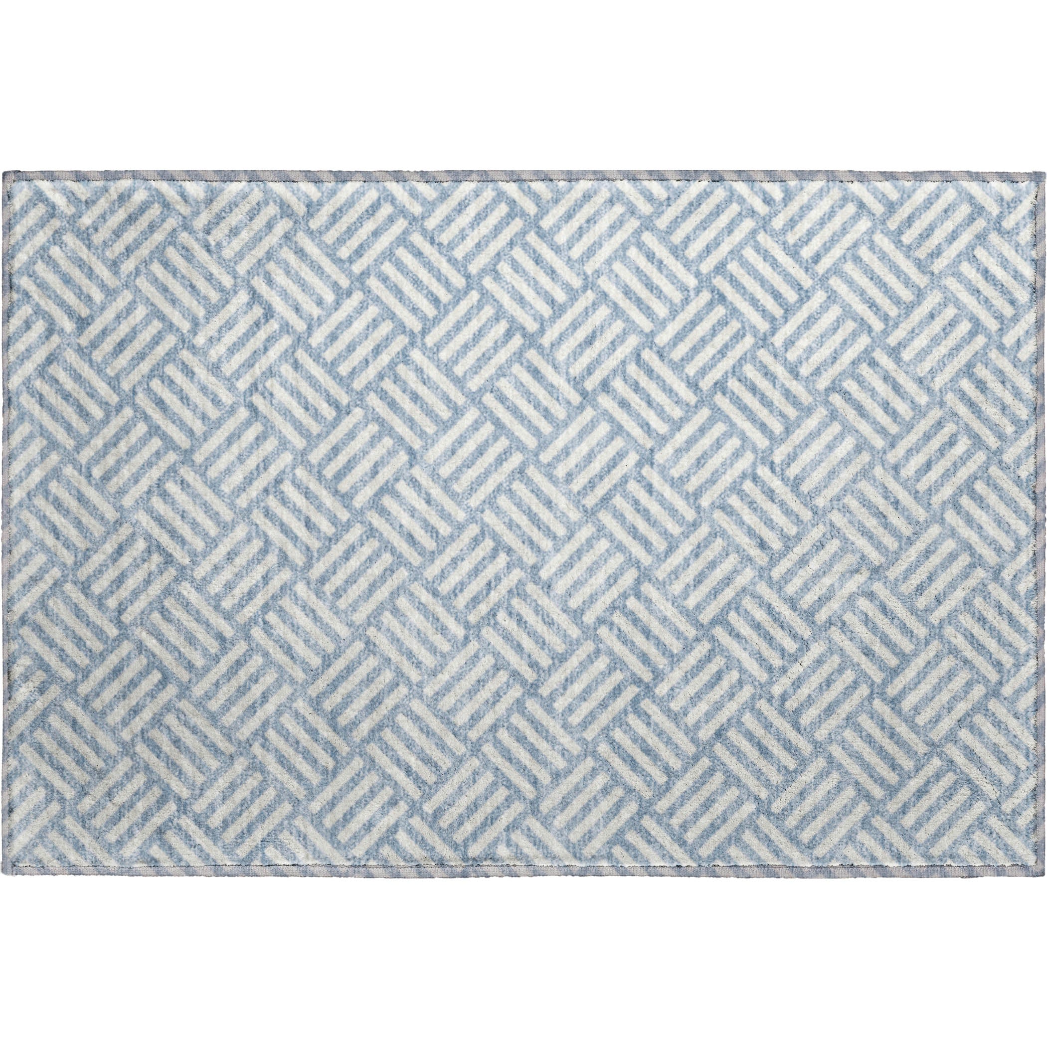 Luxury Washable Indoor/Outdoor Geometric TR3 Denim Blue Rug 1'8" x 2'6" #shape_Rectangle