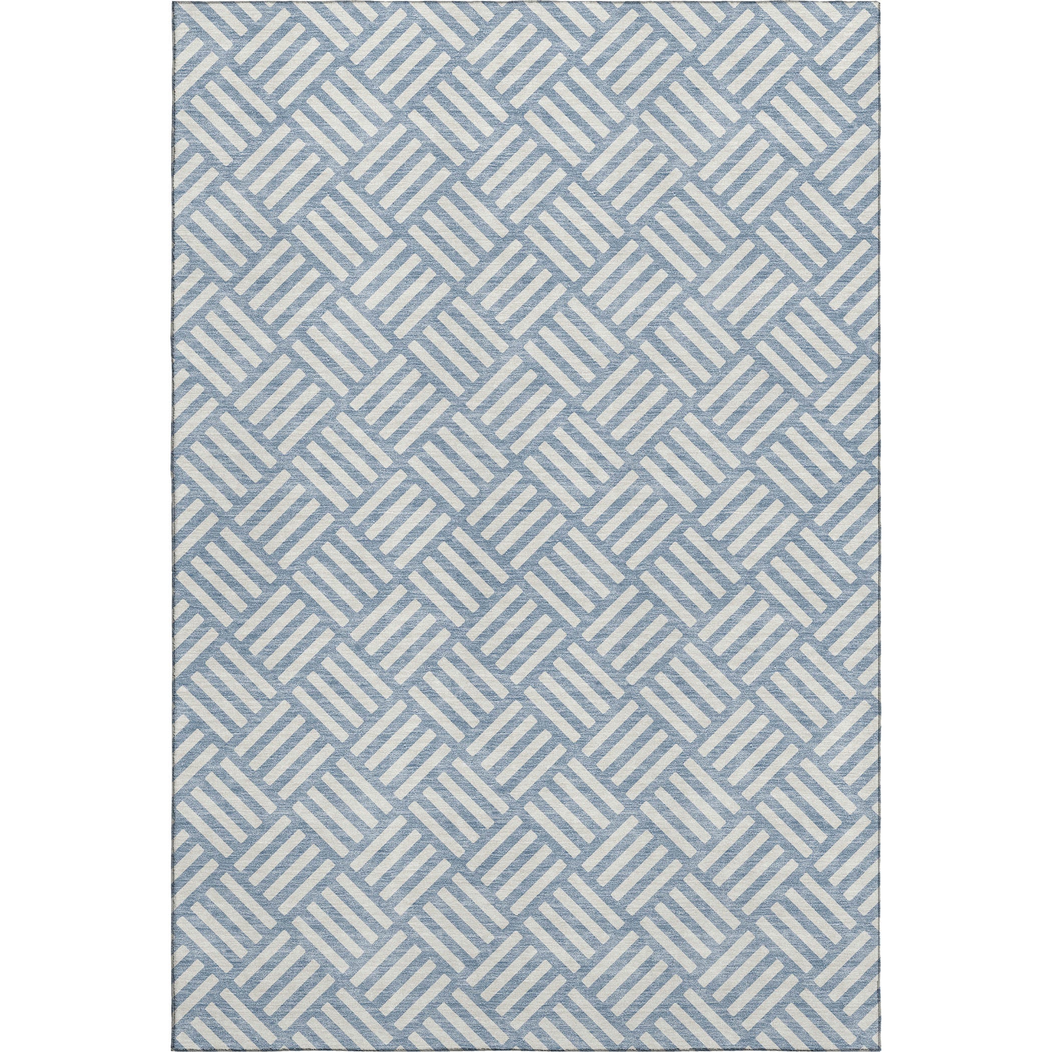 Luxury Washable Indoor/Outdoor Geometric TR3 Denim Blue Rug 2'6" x 3'10" #shape_Rectangle