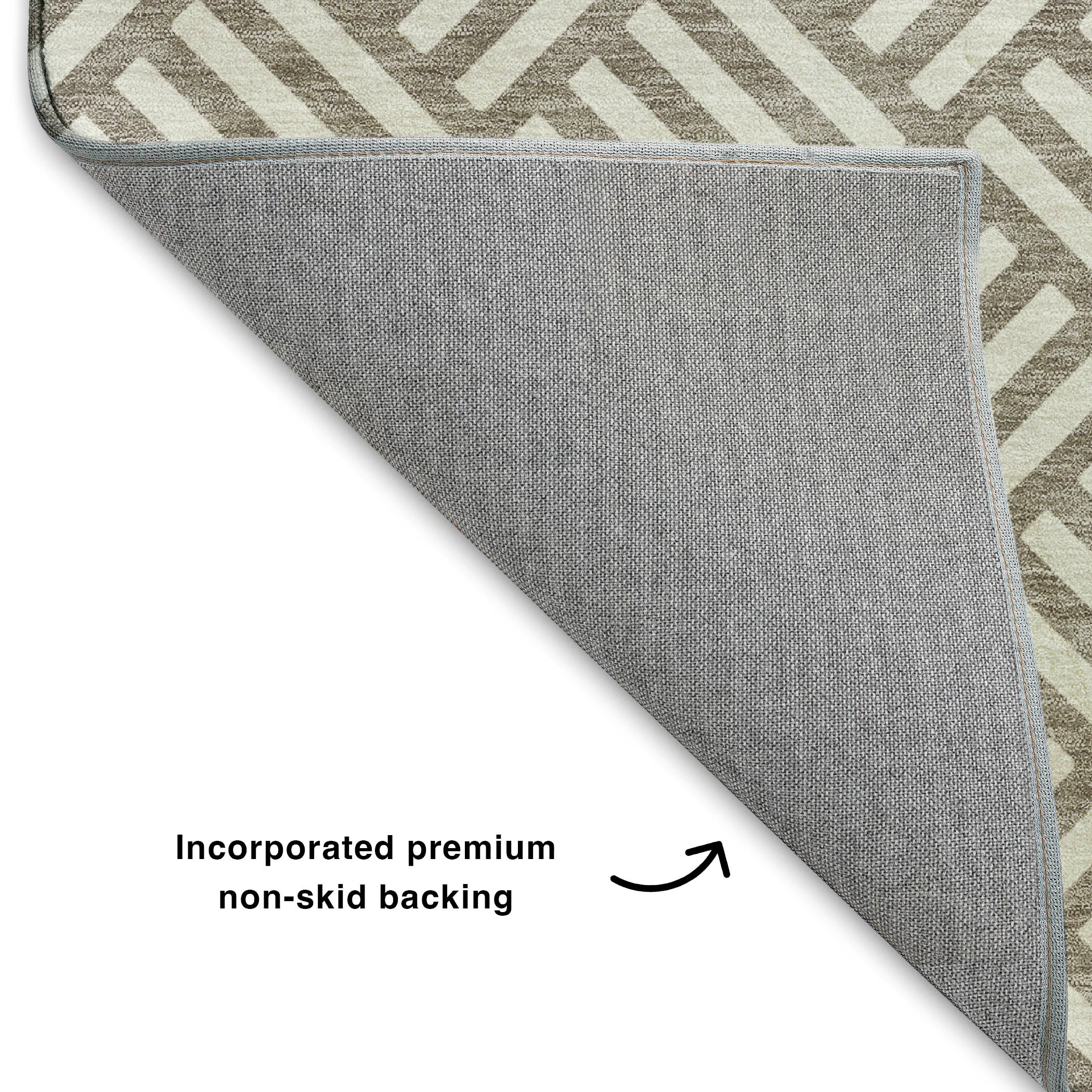 Luxury Washable Indoor/Outdoor Geometric TR3 Taupe Brown Rug 1'8" x 2'6" #shape_Rectangle