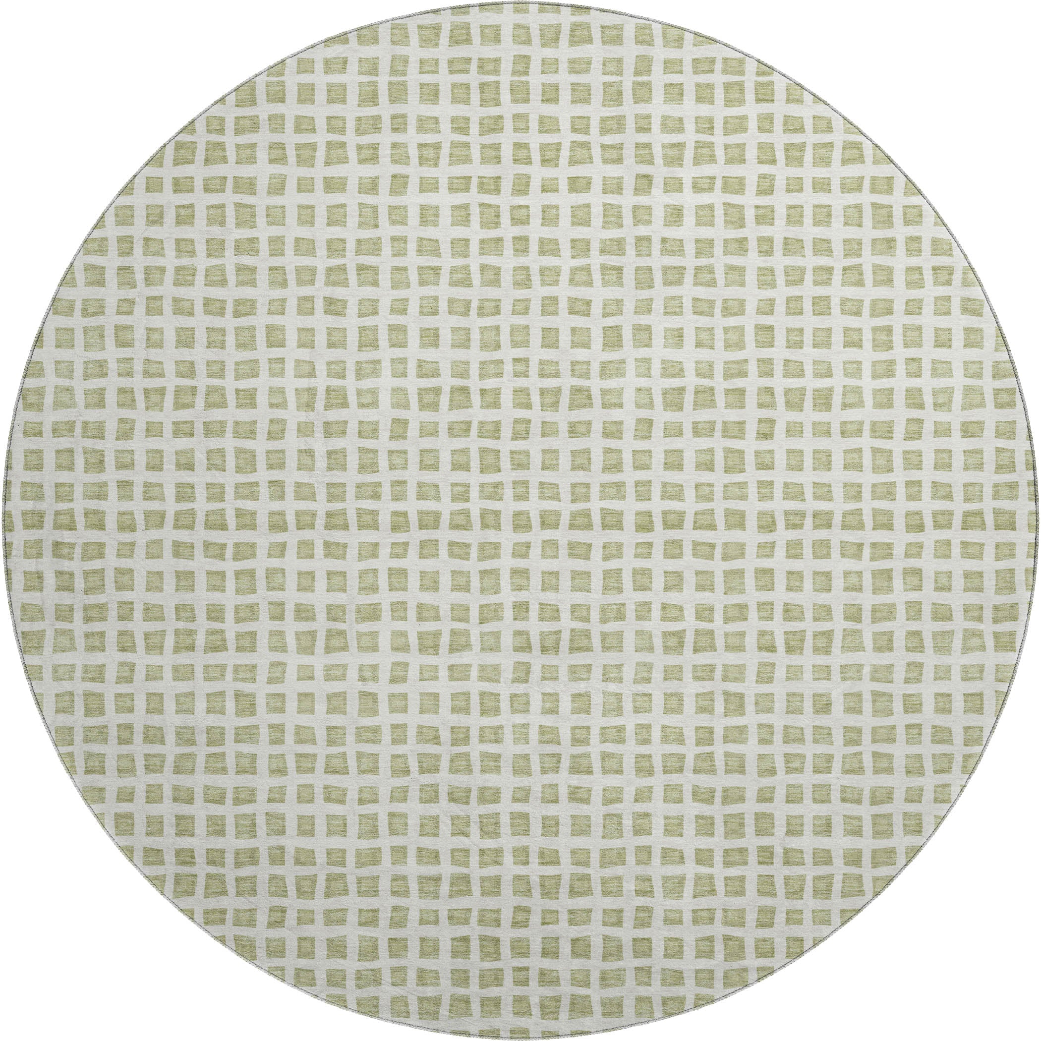 Luxury Washable Indoor/Outdoor Geometric TR4 Aloe Green Rug 8' x 8' #shape_Round