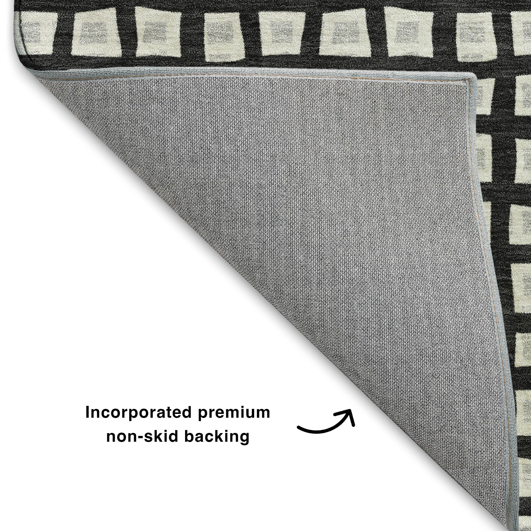 Luxury Washable Indoor/Outdoor Geometric TR4 Black Rug 1'8" x 2'6" #shape_Rectangle