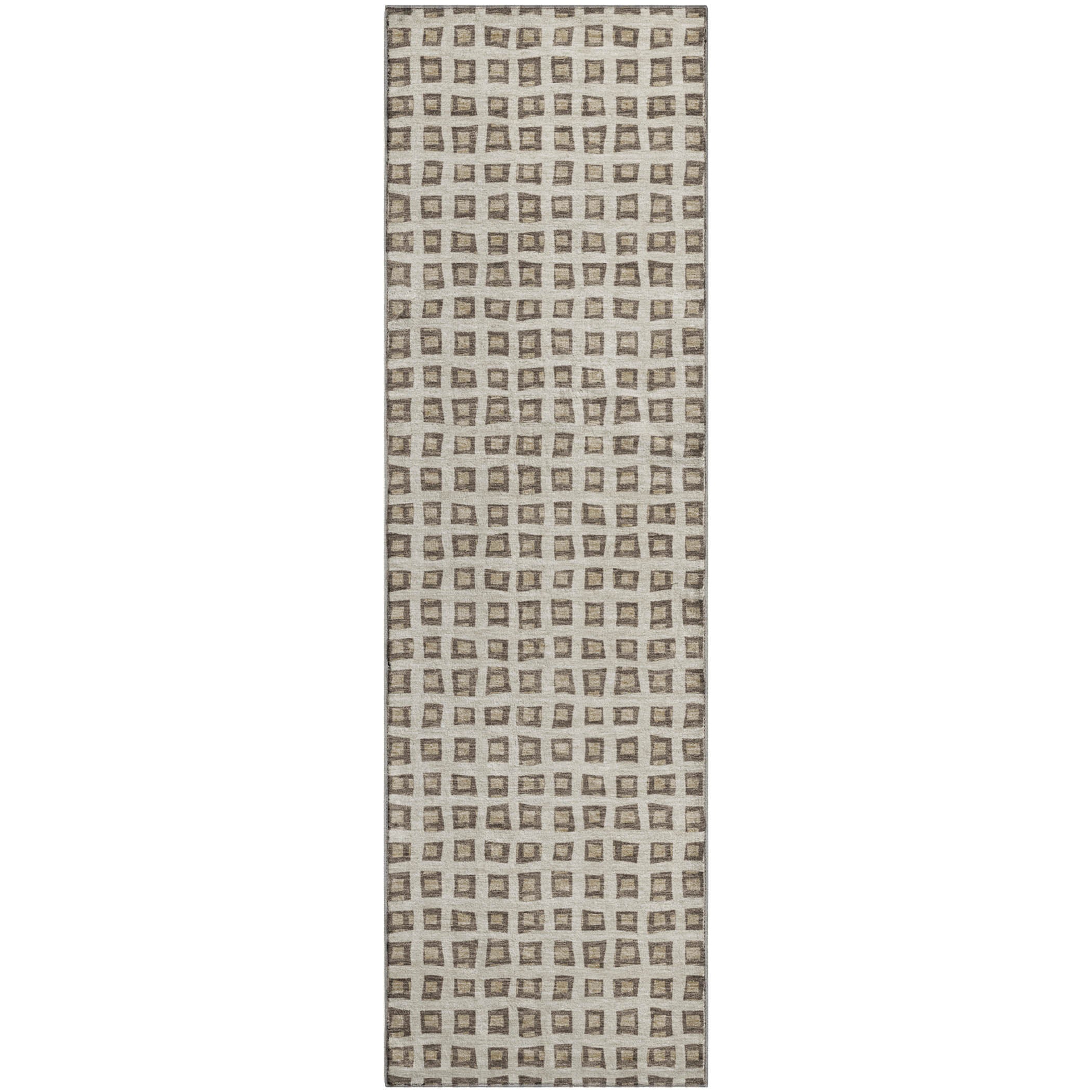Luxury Washable Indoor/Outdoor Geometric TR4 Brown Rug 2'3" x 7'6" #shape_Runner