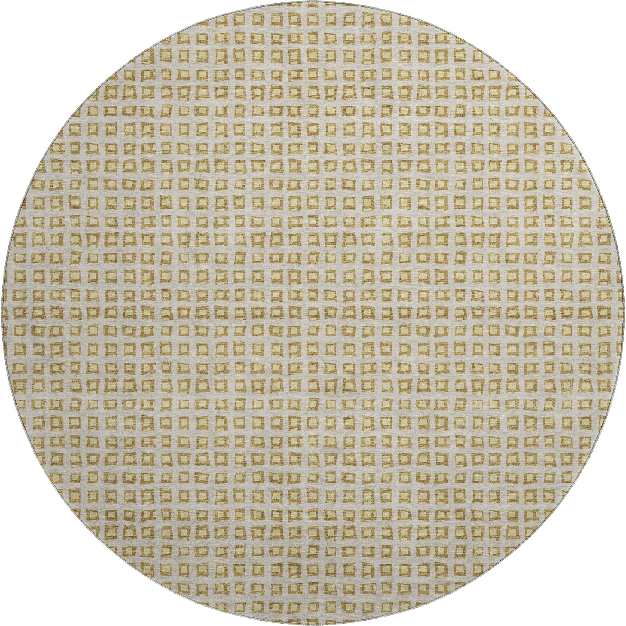 Luxury Washable Indoor/Outdoor Geometric TR4 Gold Rug 8' x 8' #shape_Round