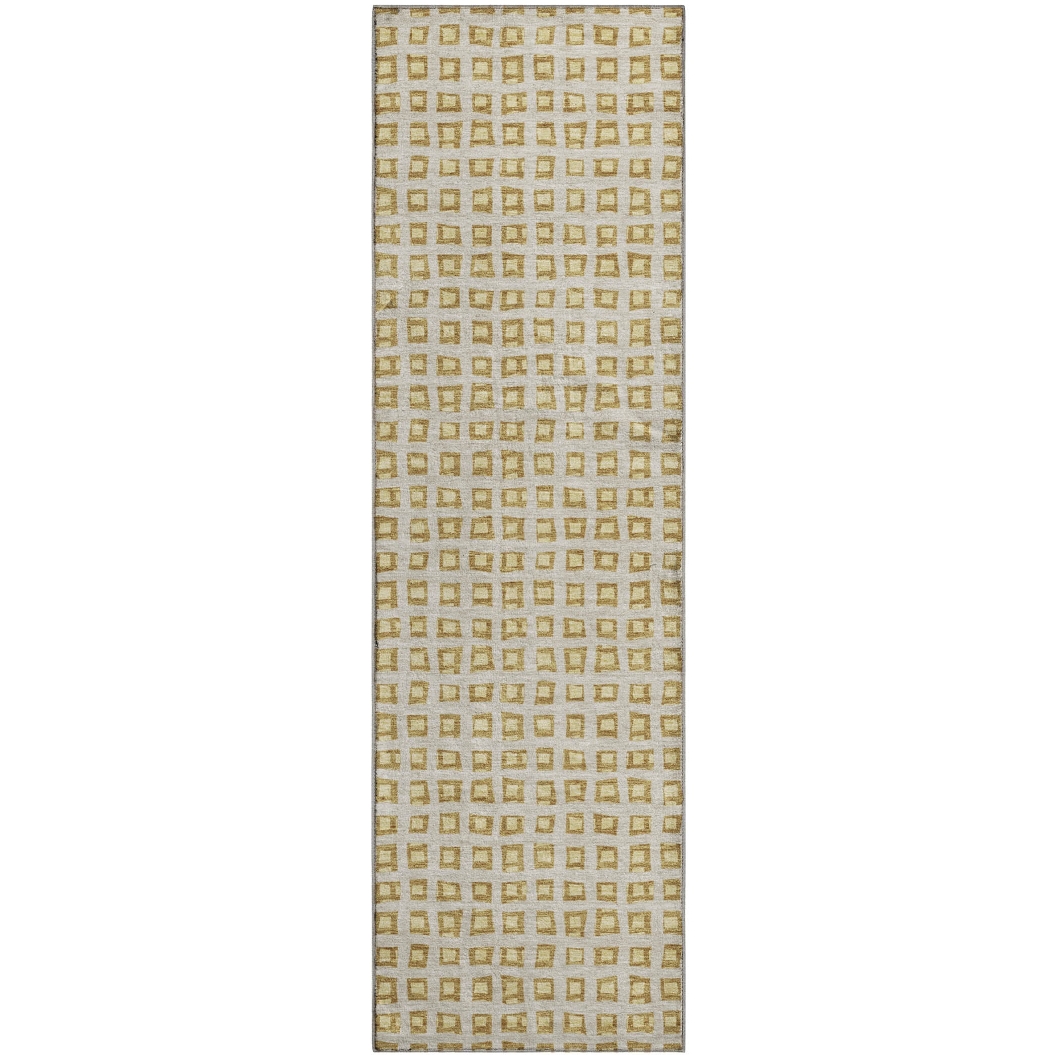 Luxury Washable Indoor/Outdoor Geometric TR4 Gold Rug 2'3" x 7'6" #shape_Runner