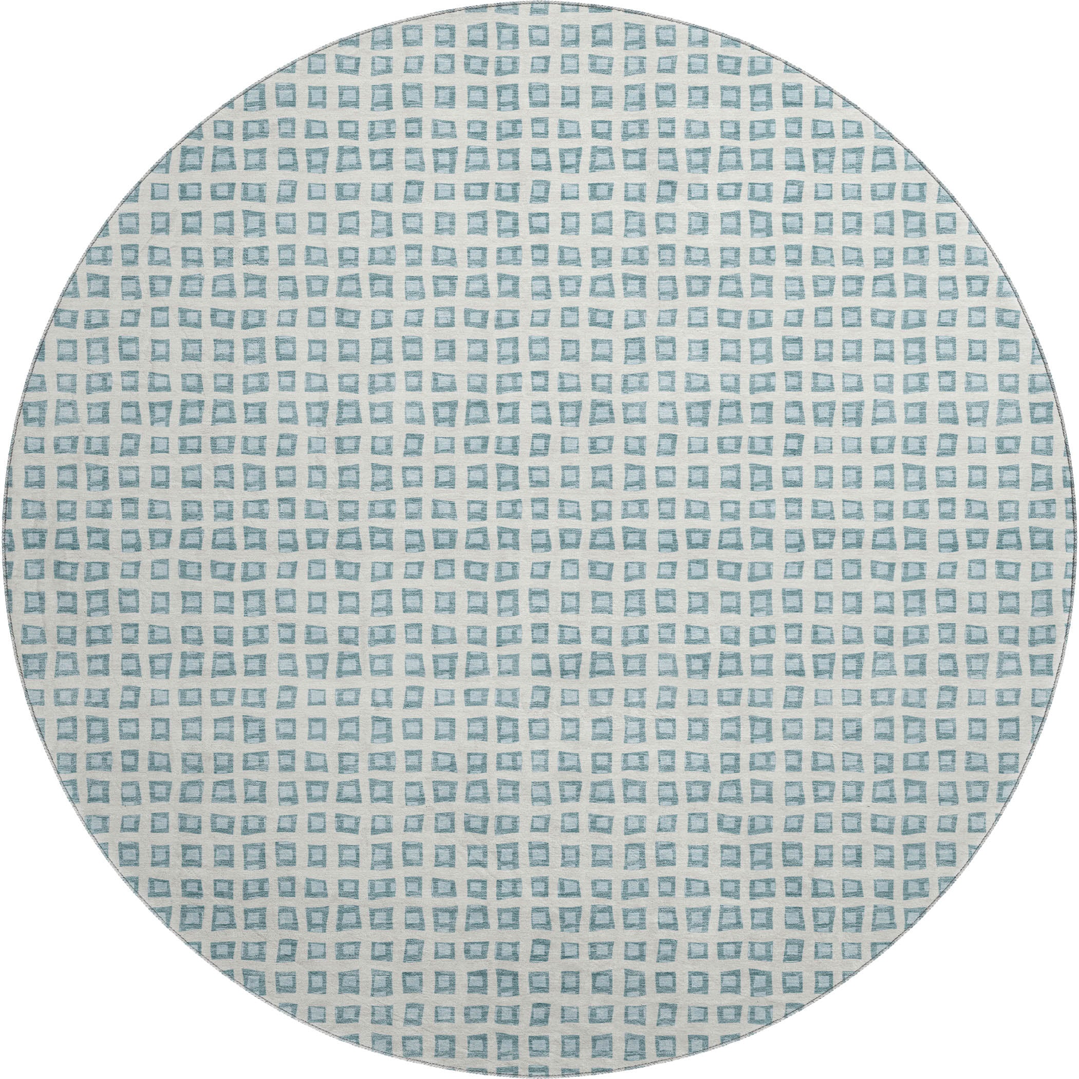 Luxury Washable Indoor/Outdoor Geometric TR4 Teal Rug 8' x 8' #shape_Round