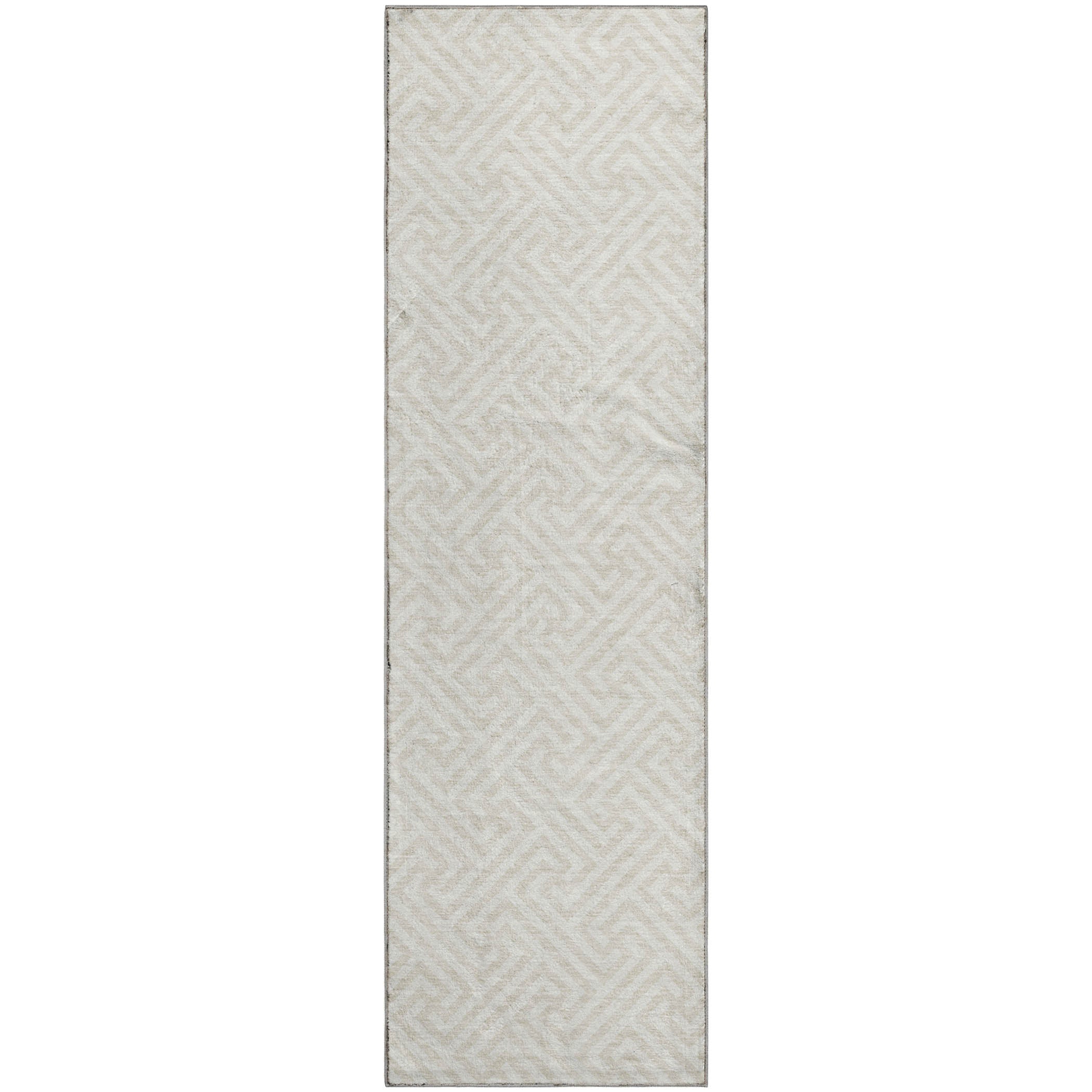 Luxury Washable Indoor/Outdoor Geometric TR5 Beige Brown Rug 2'3" x 7'6" #shape_Runner
