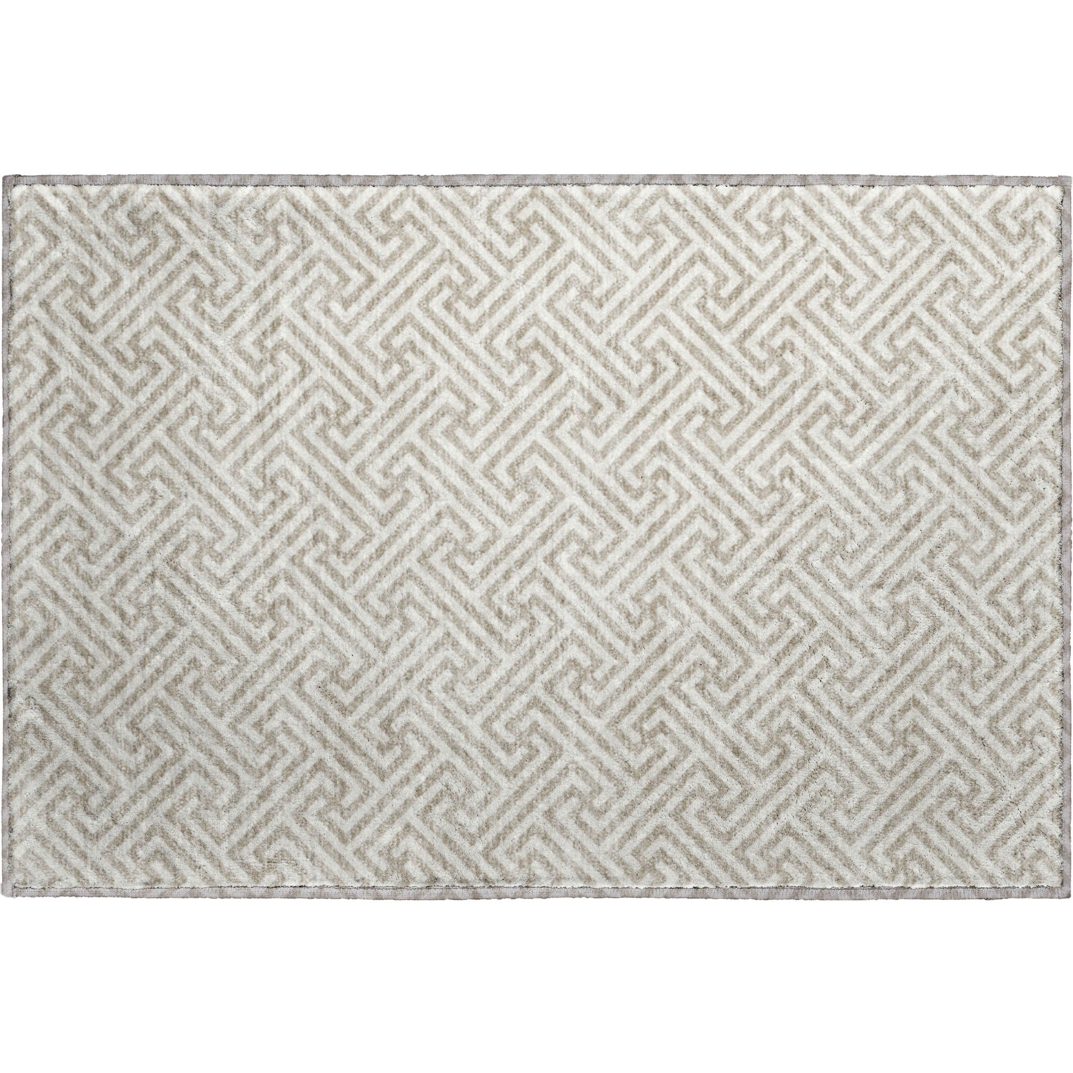 Luxury Washable Indoor/Outdoor Geometric TR5 Flax Ivory Rug 1'8" x 2'6" #shape_Rectangle