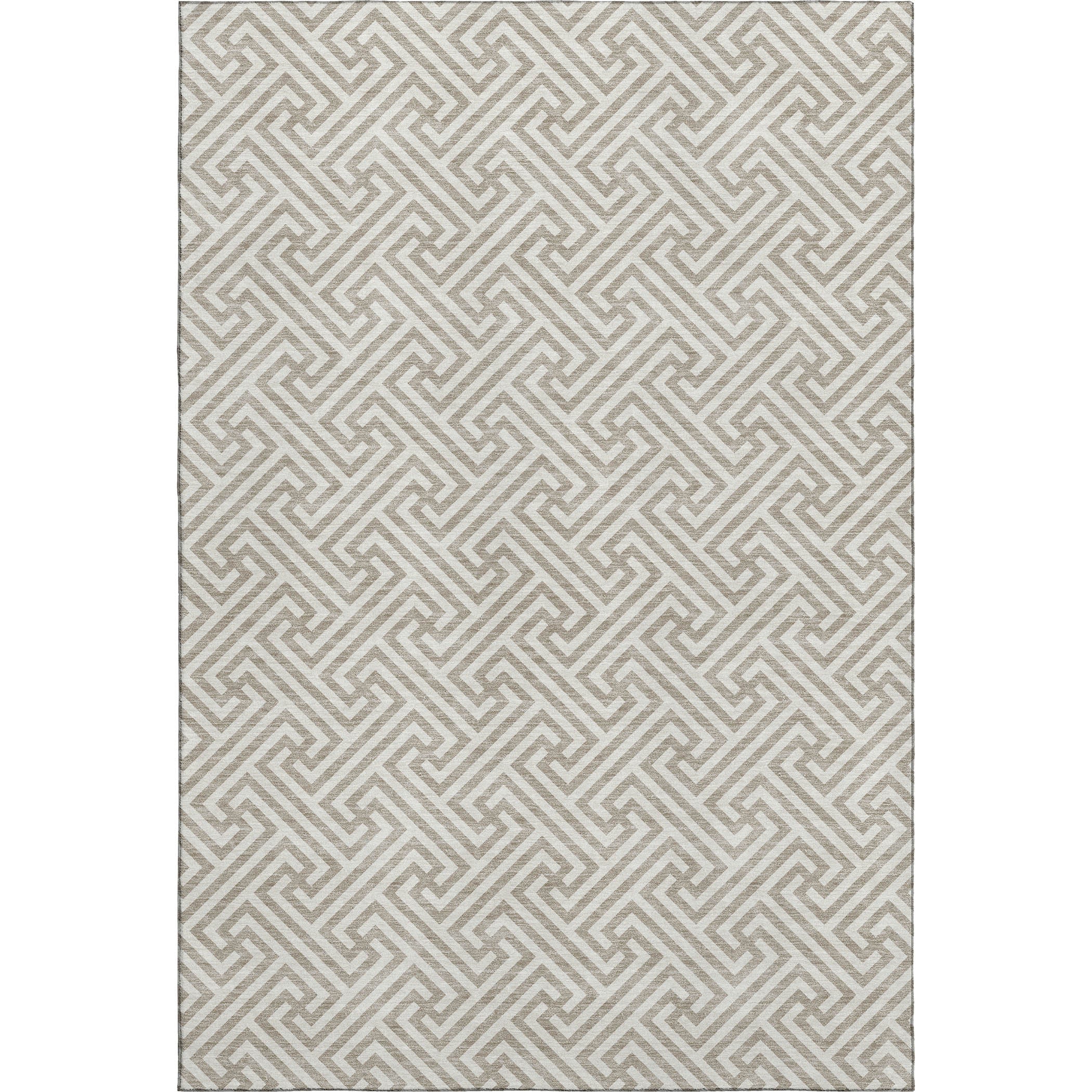Luxury Washable Indoor/Outdoor Geometric TR5 Flax Ivory Rug 2'6" x 3'10" #shape_Rectangle