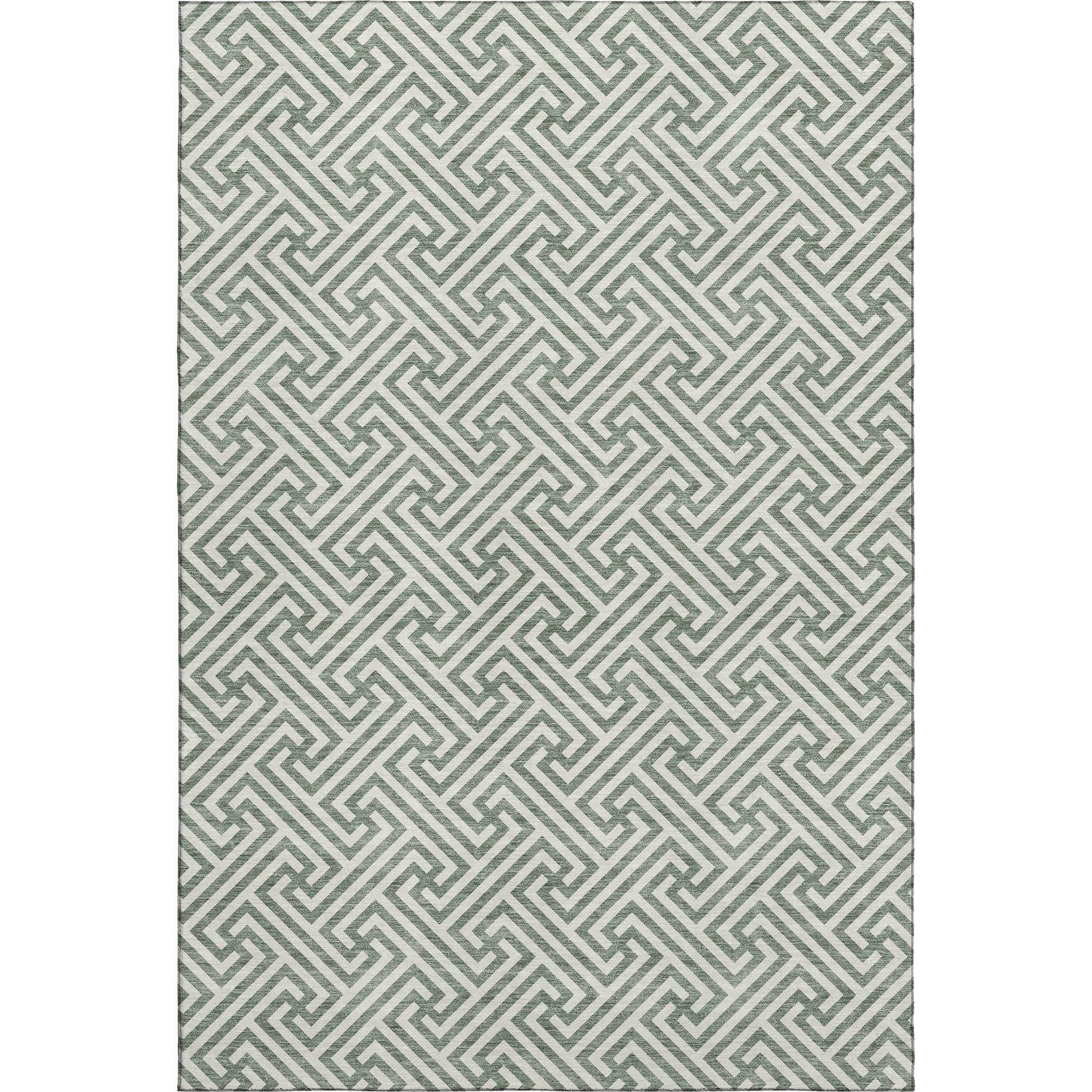 Luxury Washable Indoor/Outdoor Geometric TR5 Sage Green Rug 2'6" x 3'10" #shape_Rectangle