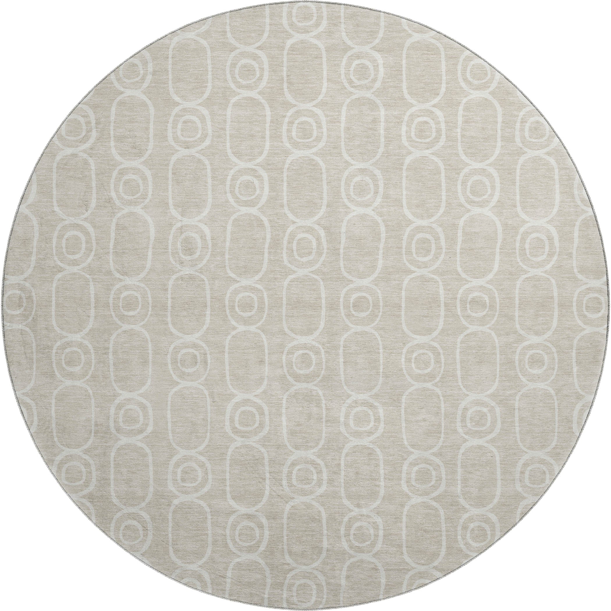 Luxury Washable Indoor/Outdoor Geometric TR6 Beige Brown Rug 8' x 8' #shape_Round