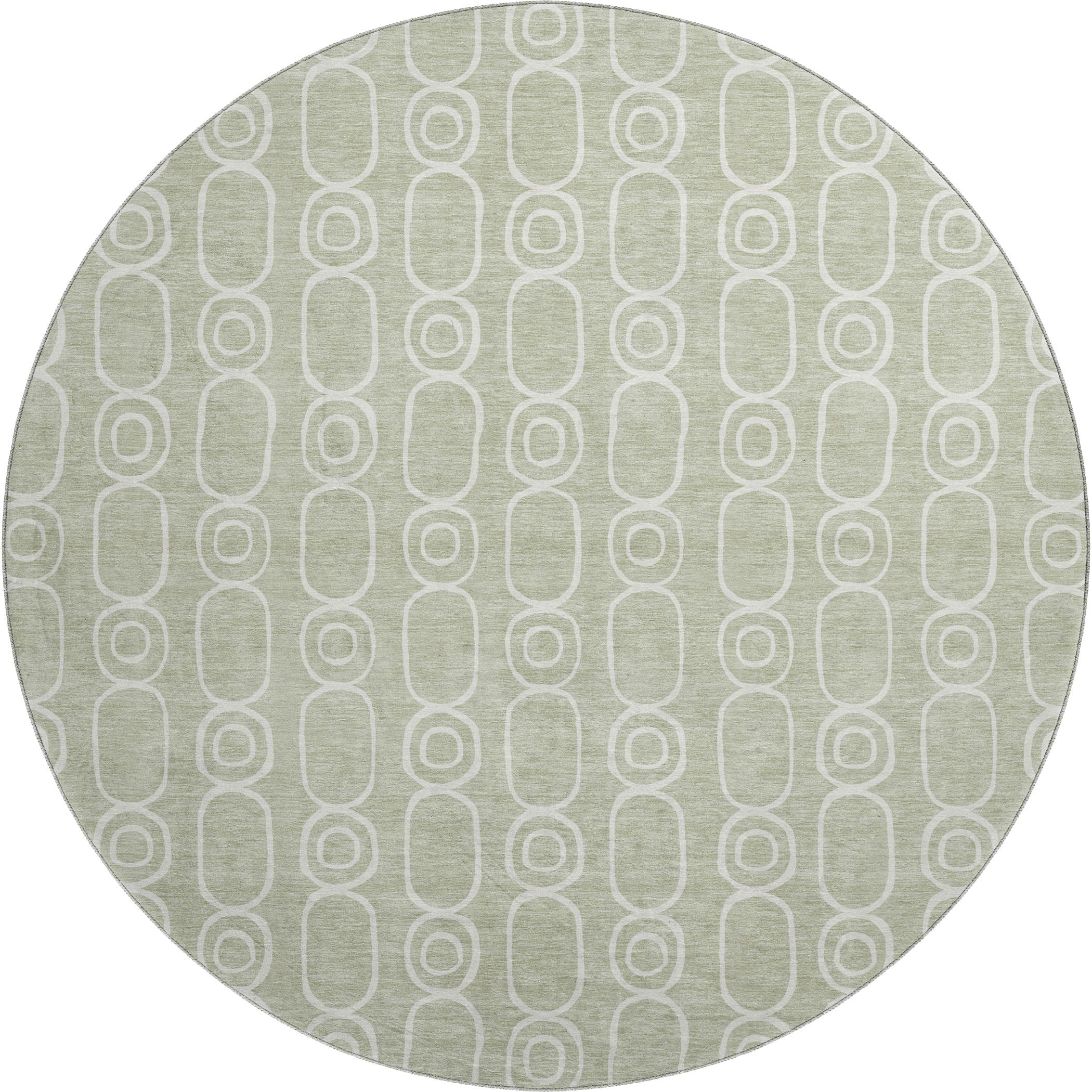 Luxury Washable Indoor/Outdoor Geometric TR6 Celery Green Rug 8' x 8' #shape_Round