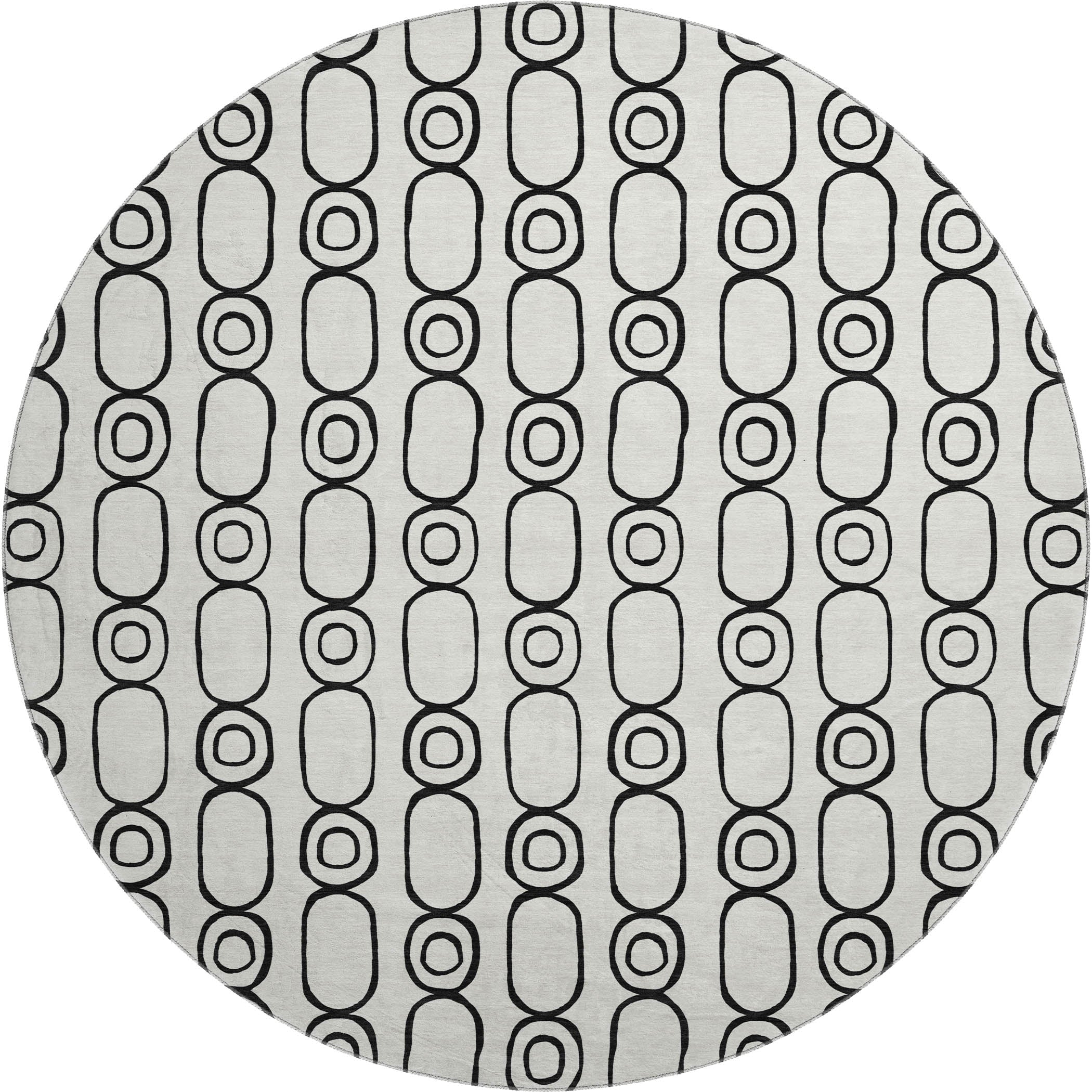 Luxury Washable Indoor/Outdoor Geometric TR6 Ivory Rug 8' x 8' #shape_Round