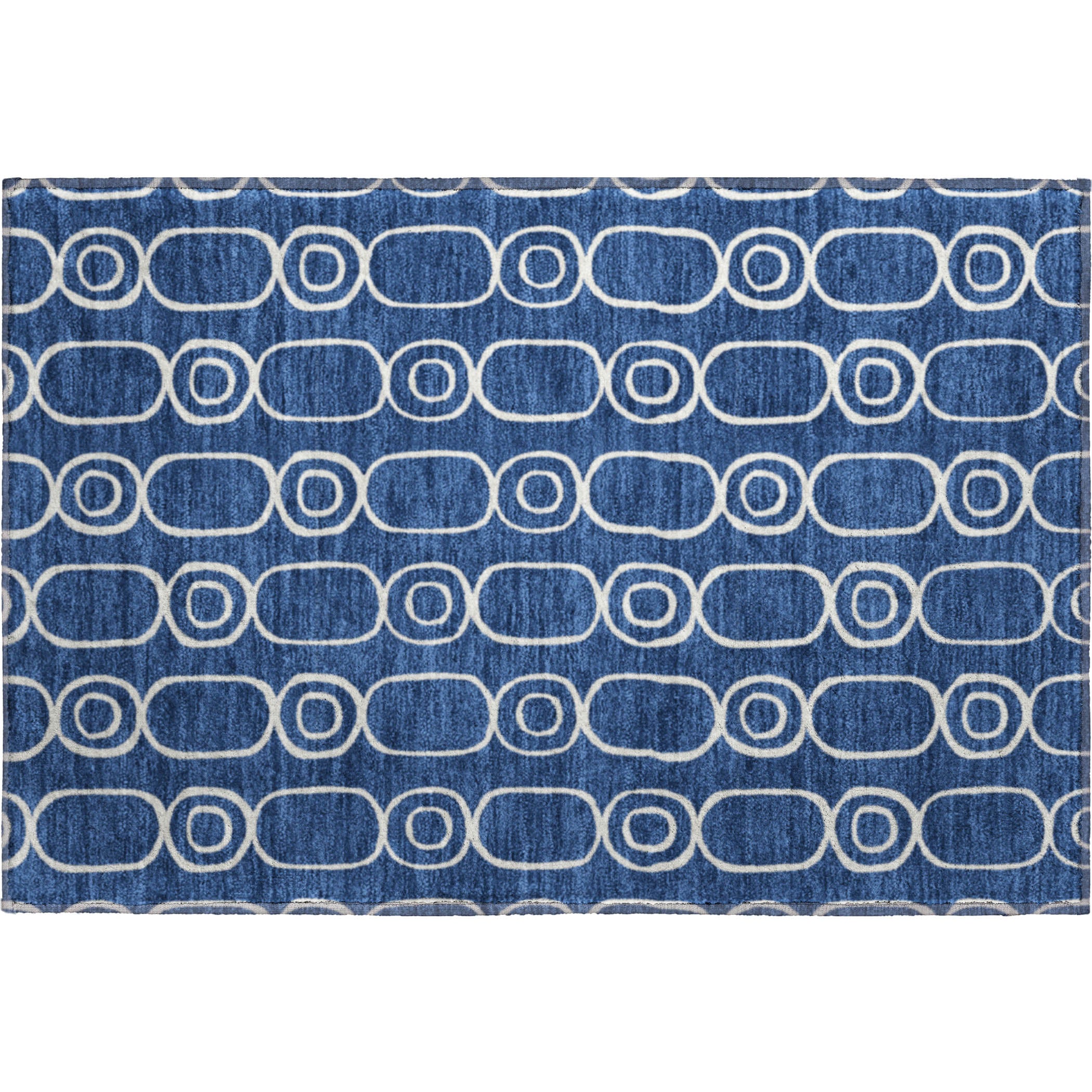 Luxury Washable Indoor/Outdoor Geometric TR6 Navy Blue Rug 1'8" x 2'6" #shape_Rectangle
