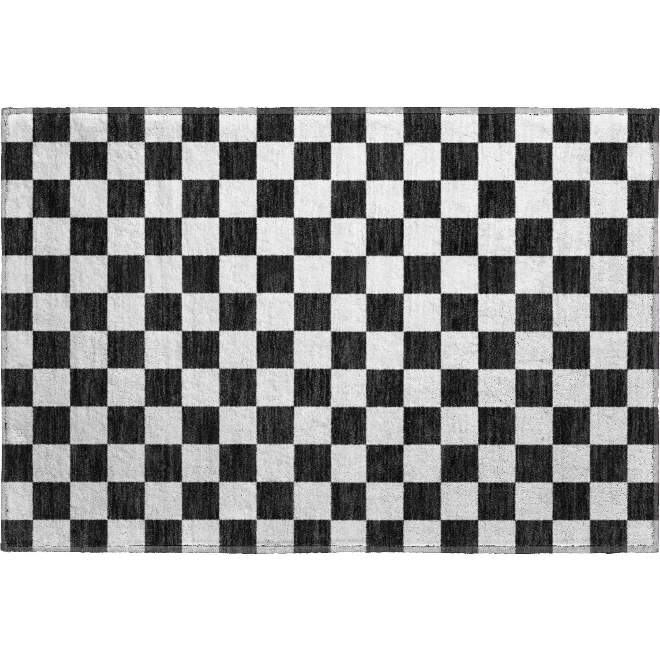 Luxury Washable Indoor/Outdoor Geometric TR7 Black Rug 1'8" x 2'6" #shape_Rectangle