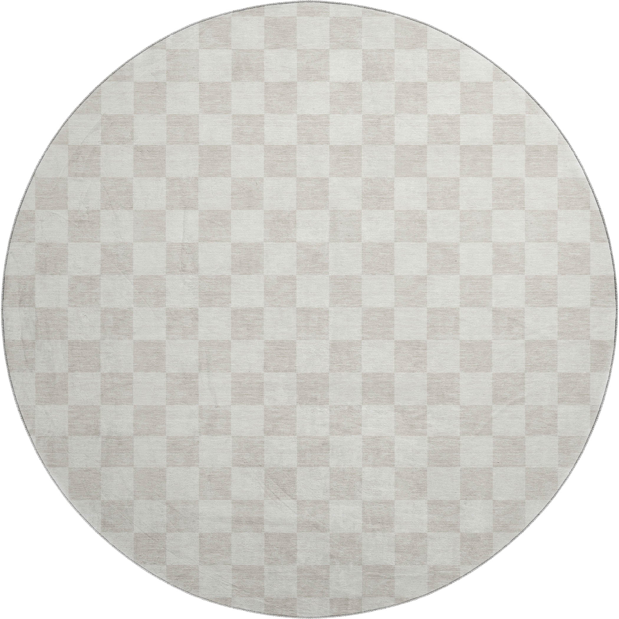 Luxury Washable Indoor/Outdoor Geometric TR7 Linen Ivory Rug 8' x 8' #shape_Round
