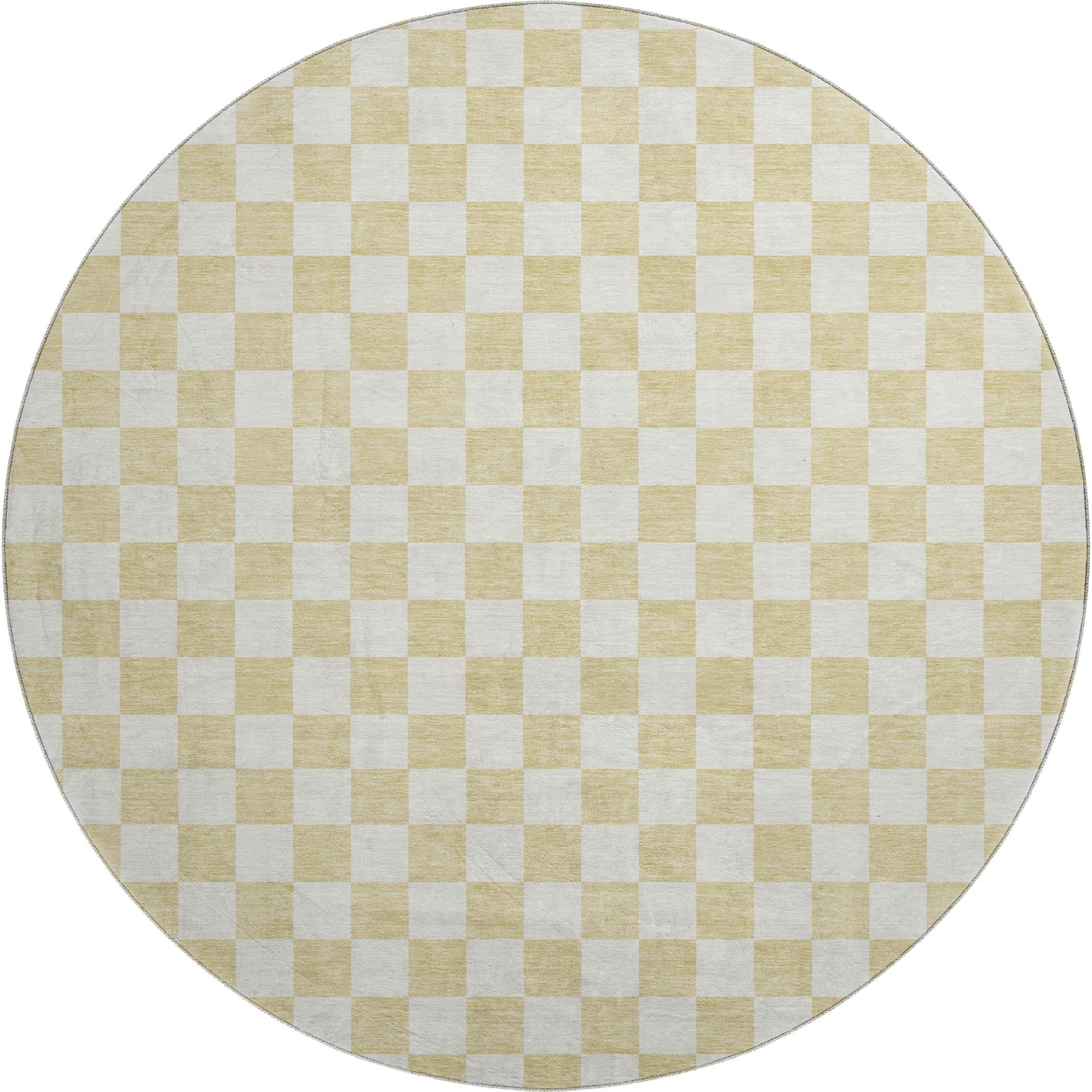 Luxury Washable Indoor/Outdoor Geometric TR7 Wheat Gold Rug 8' x 8' #shape_Round