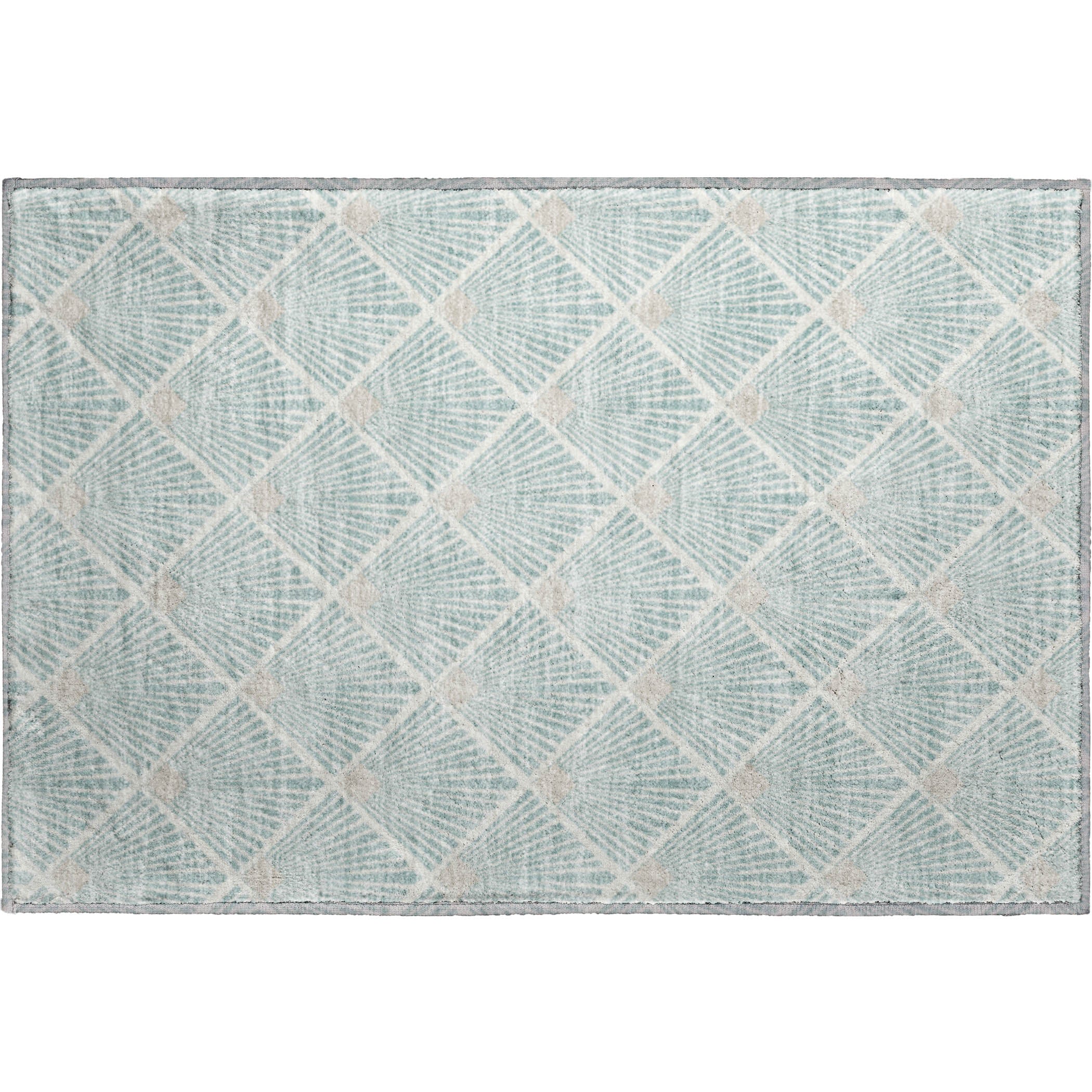 Luxury Washable Indoor/Outdoor Geometric TR9 Seafoam Blue Rug 1'8" x 2'6" #shape_Rectangle