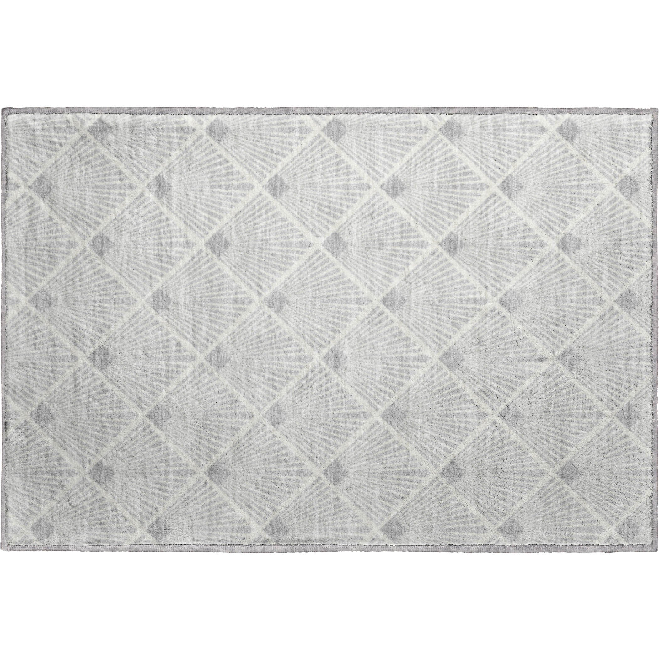 Luxury Washable Indoor/Outdoor Geometric TR9 Silver Gray Rug 1'8" x 2'6" #shape_Rectangle