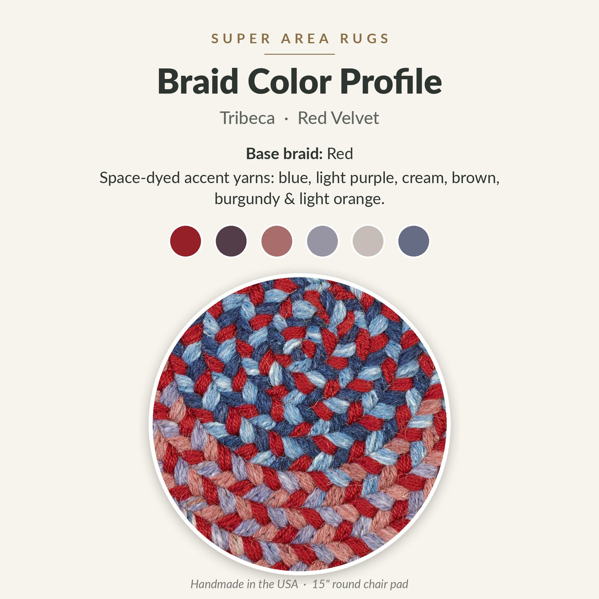 Tribeca Braided Chair Pad - Red Velvet - braid color profile