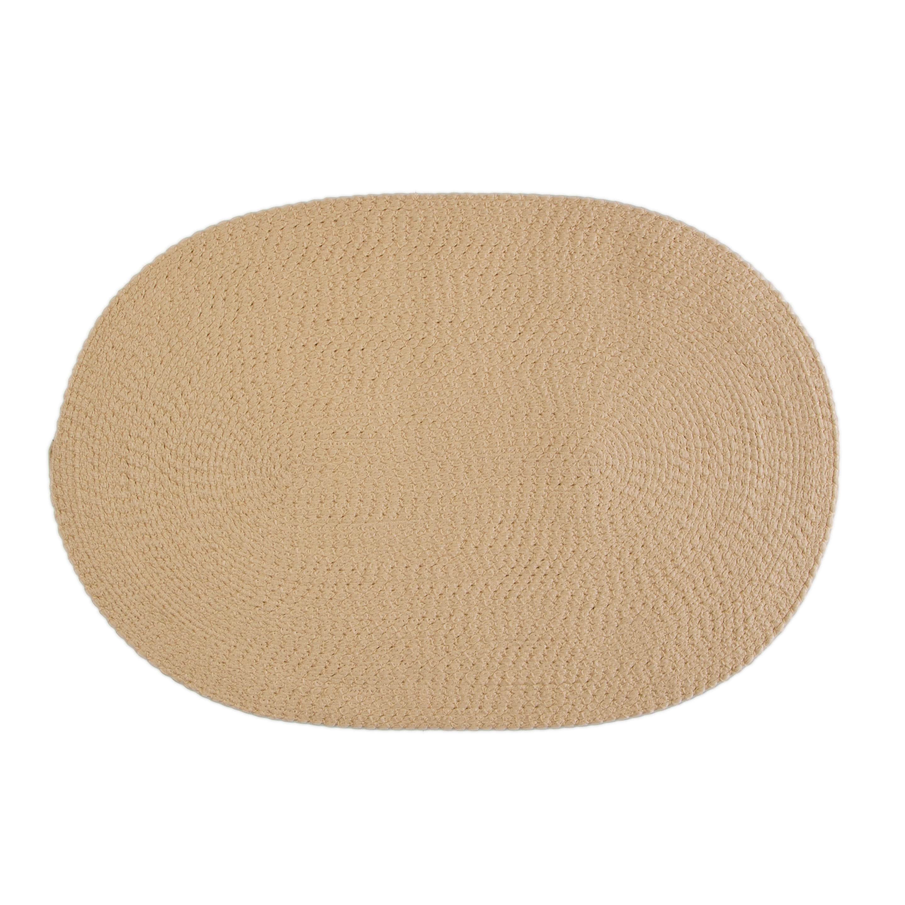 Beige Braided Rug - Reversible Solid - Indoor Outdoor Kitchen Rug