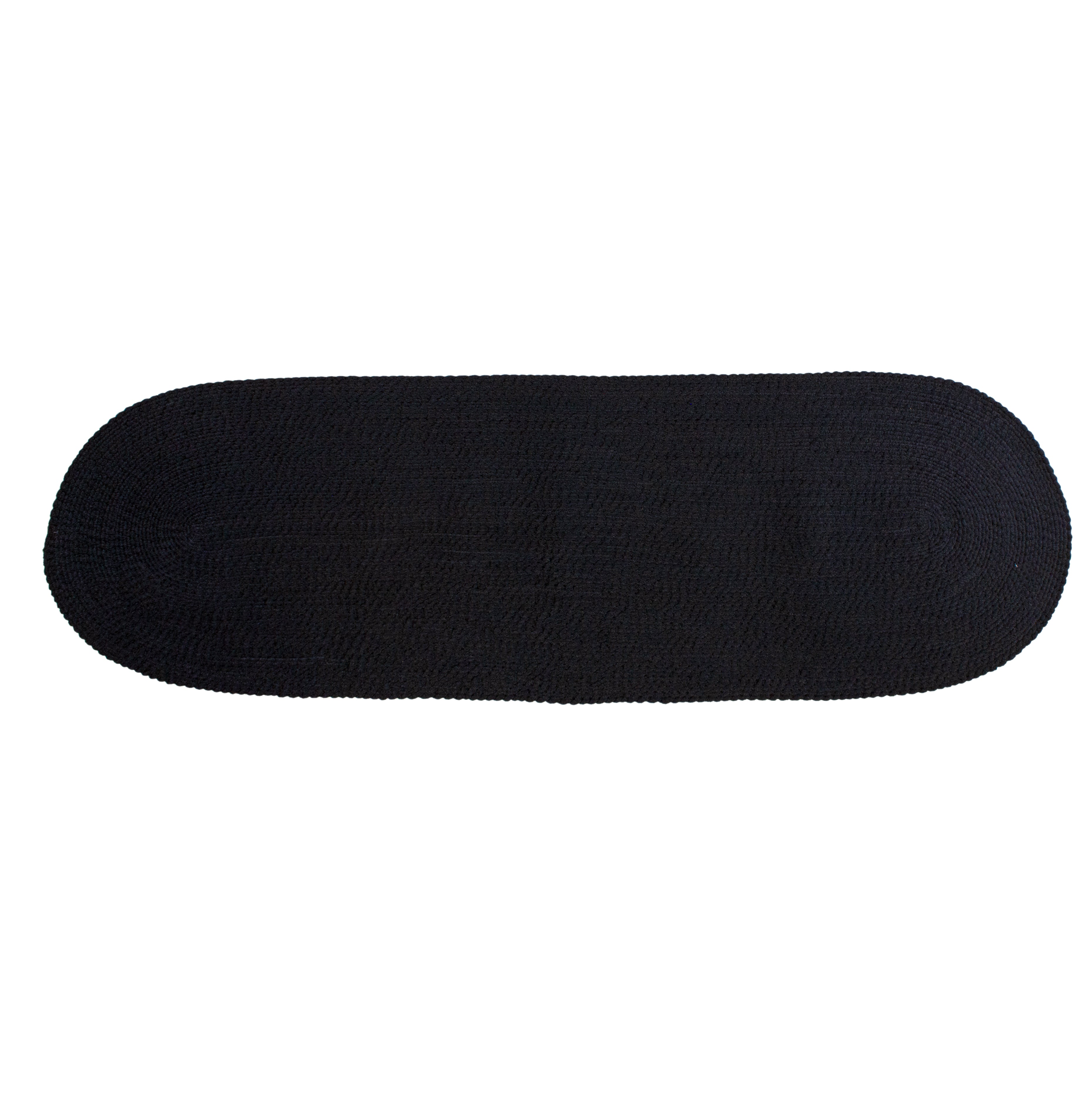 Black Braided Rug - Reversible Solid Constrution - Indoor Outdoor