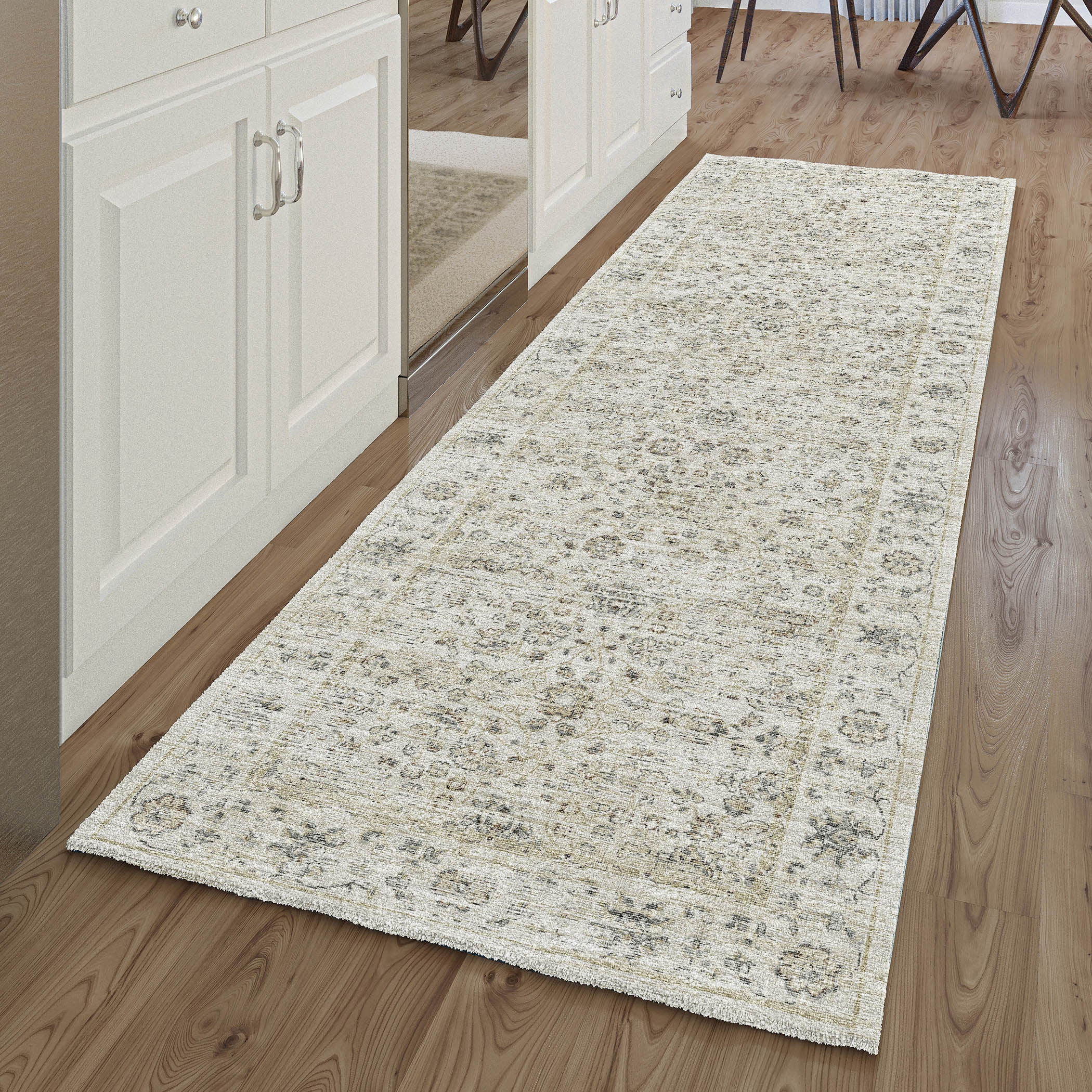 Indoor/Outdoor Traditional TU3 Ivory Rug 2'6" x 10' #shape_Runner