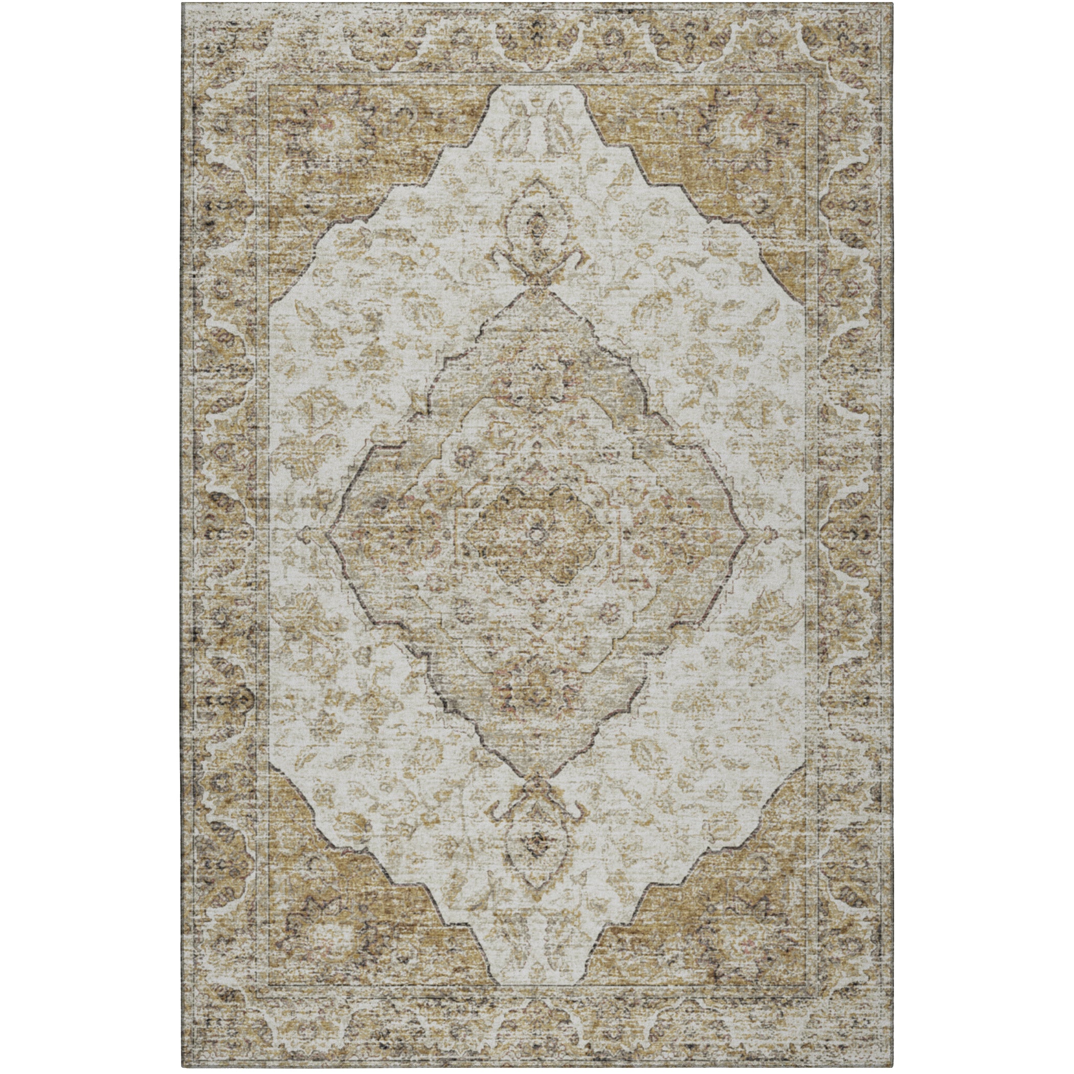 Indoor/Outdoor Traditional TU9 Gold Rug 3' x 5' #shape_Rectangle