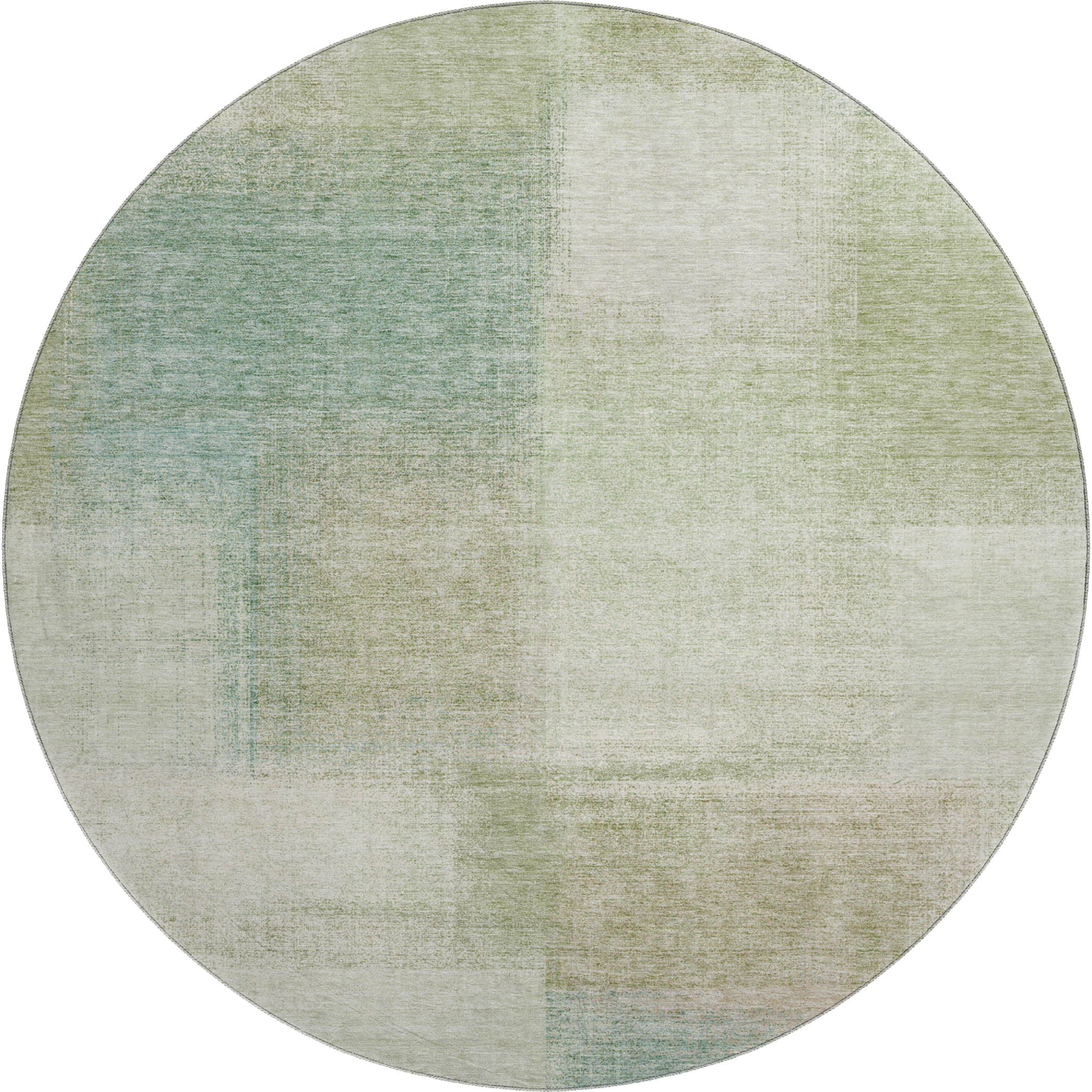 Luxury Washable Indoor/Outdoor Transitional TV10 Fern Green Rug 8' x 8' #shape_Round
