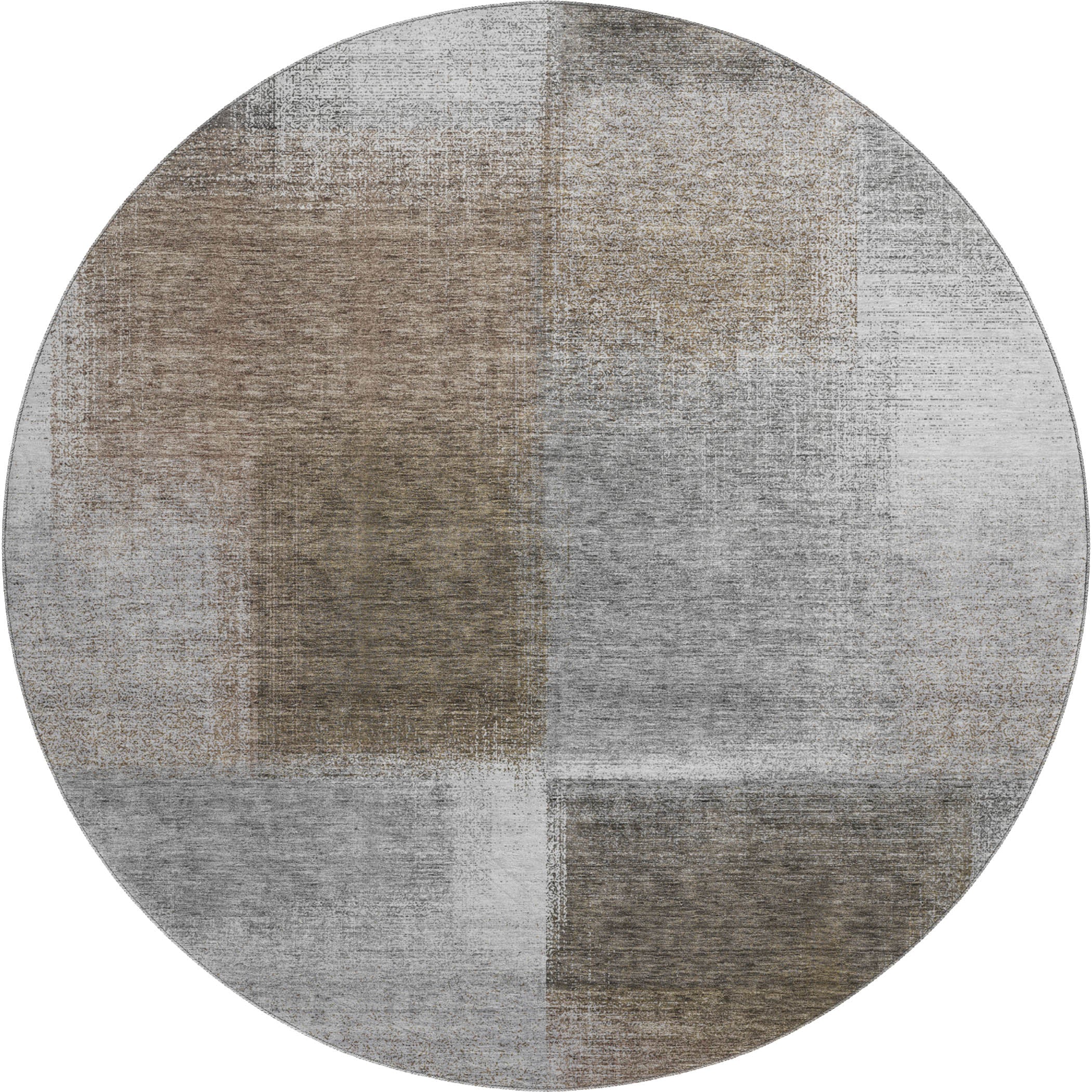 Luxury Washable Indoor/Outdoor Transitional TV10 Pewter Gray Rug 8' x 8' #shape_Round