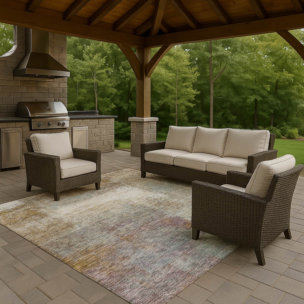Luxury Washable Indoor/Outdoor Transitional TV12 Mocha Brown Rug 1'8" x 2'6" #shape_Rectangle