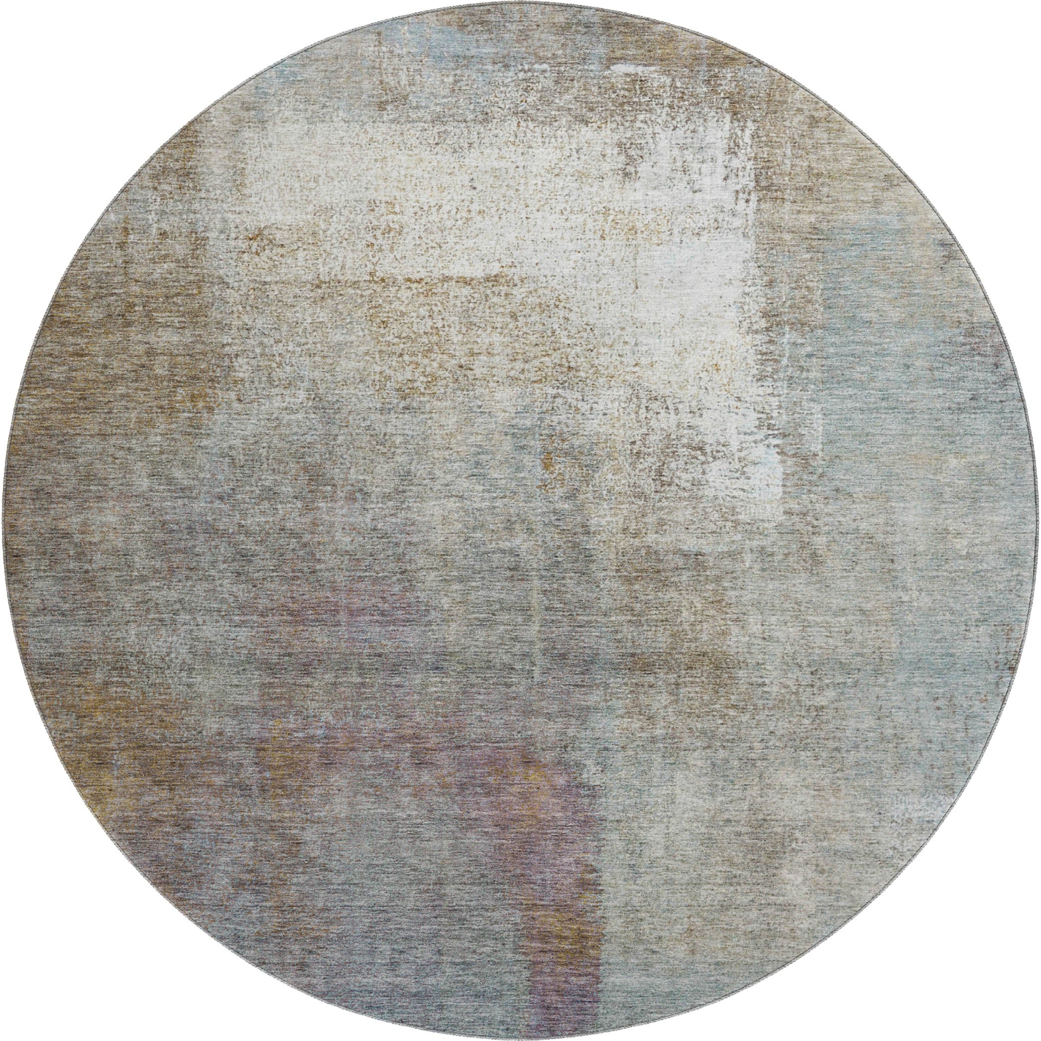 Luxury Washable Indoor/Outdoor Transitional TV12 Mocha Brown Rug 8' x 8' #shape_Round