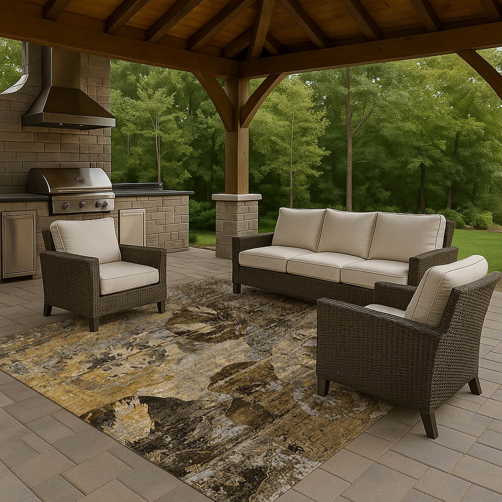 Luxury Washable Indoor/Outdoor Transitional TV15 Mocha Brown Rug 1'8" x 2'6" #shape_Rectangle