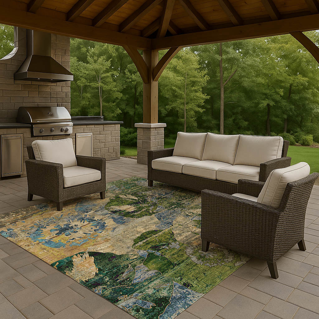 Luxury Washable Indoor/Outdoor Transitional TV15 Taupe Brown Rug 1'8" x 2'6" #shape_Rectangle
