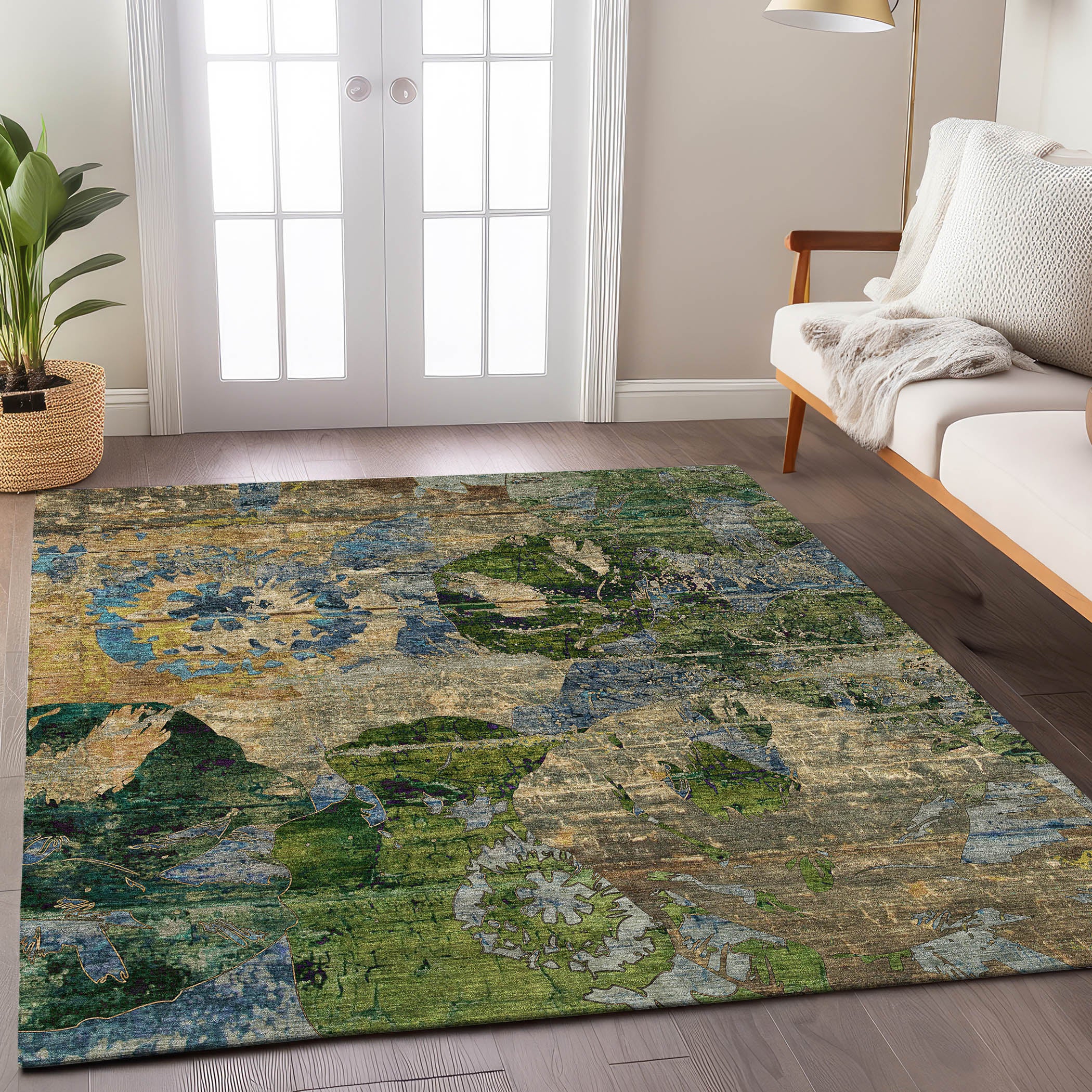 Luxury Washable Indoor/Outdoor Transitional TV15 Taupe Brown Rug 1'8" x 2'6" #shape_Rectangle