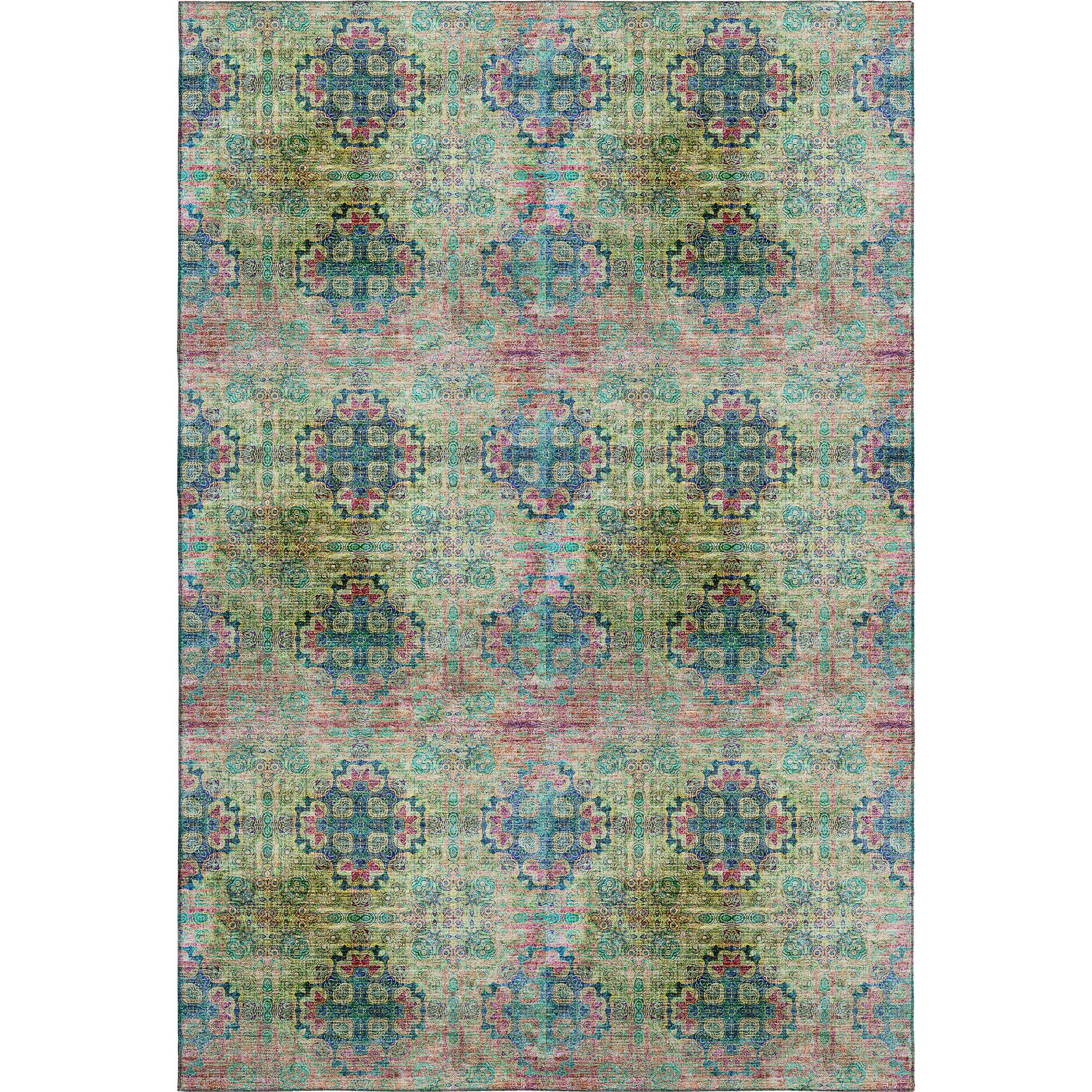 Luxury Washable Indoor/Outdoor Transitional TV16 Green Rug 2'6" x 3'10" #shape_Rectangle