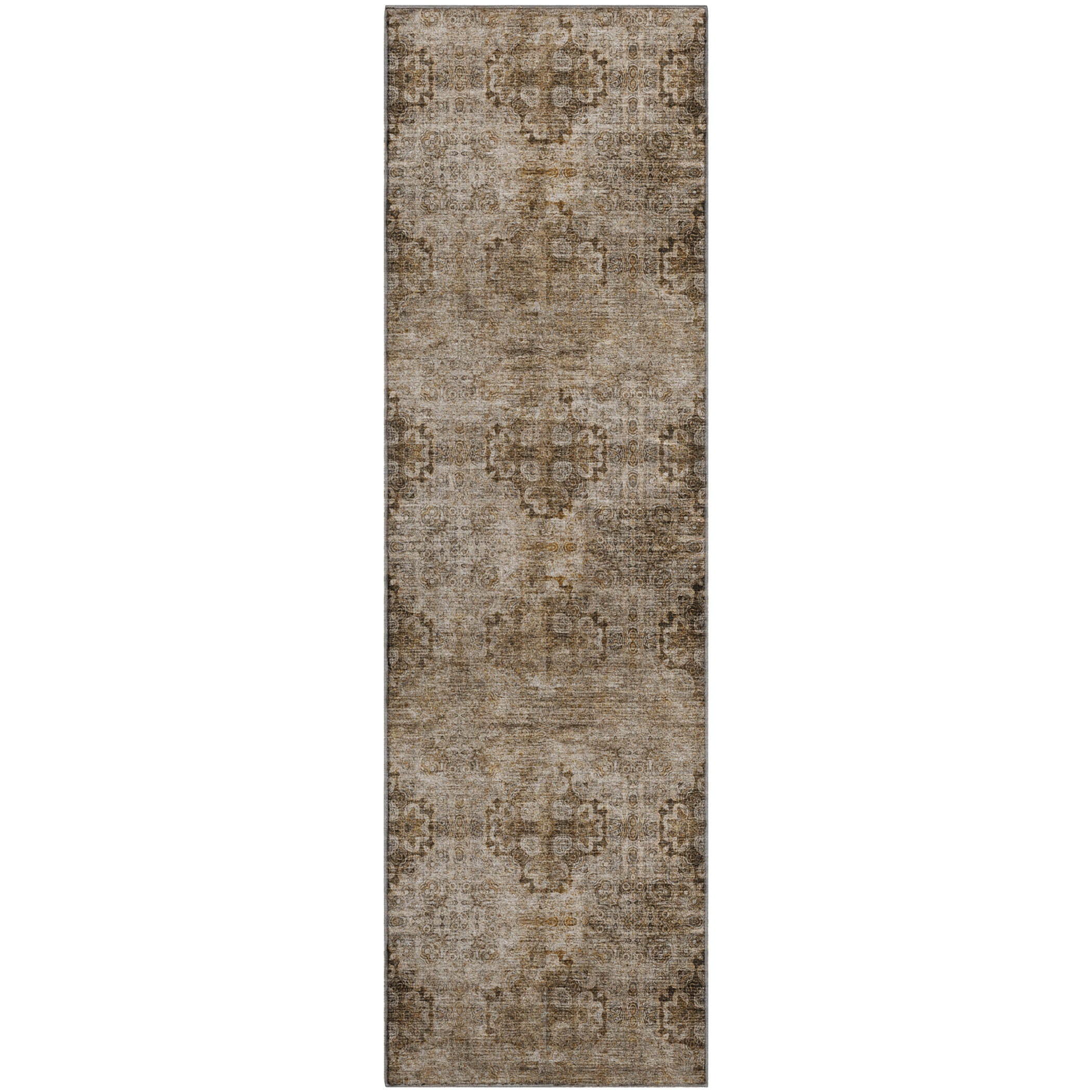 Luxury Washable Indoor/Outdoor Transitional TV16 Taupe Brown Rug 2'3" x 7'6" #shape_Runner